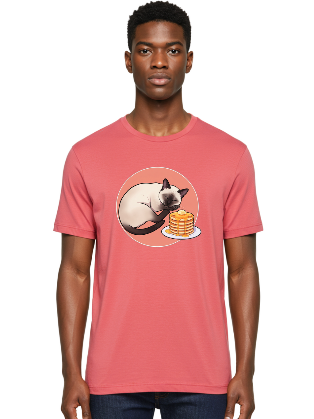 Cat-Sleeping-Next-To-Pancakes Men'S Graphic Tee, 100% Cotton, Comfortable Casual Summer Wear, Machine Washable, Vintage Camera, Old Camera, Antique Camera, Black Camera, Classic Photography, Photography Equipment, Nostalgic Device, Bak219