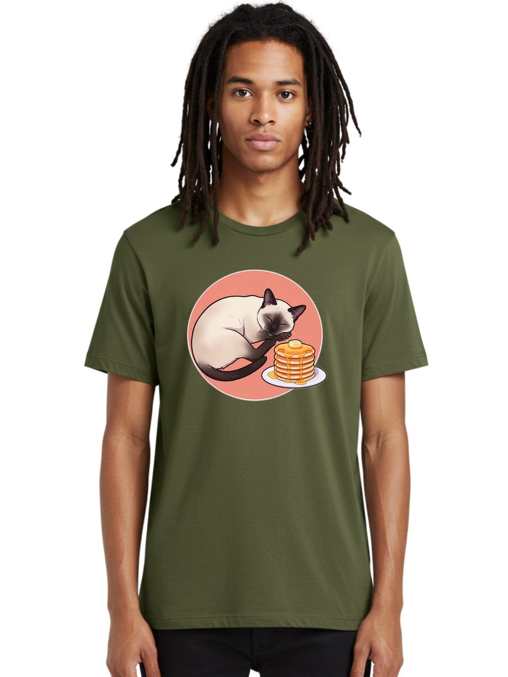Cat-Sleeping-Next-To-Pancakes Men'S Graphic Tee, 100% Cotton, Comfortable Casual Summer Wear, Machine Washable, Vintage Camera, Old Camera, Antique Camera, Black Camera, Classic Photography, Photography Equipment, Nostalgic Device, Bak219