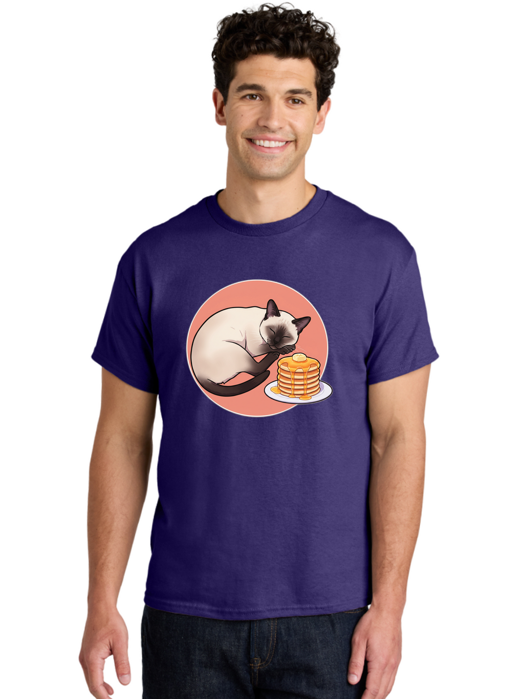Cat-Sleeping-Next-To-Pancakes Men'S Graphic Tee, 100% Cotton, Comfortable Casual Summer Wear, Machine Washable, Vintage Camera, Old Camera, Antique Camera, Black Camera, Classic Photography, Photography Equipment, Nostalgic Device, Bak219