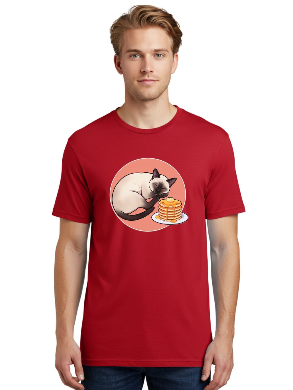 Cat-Sleeping-Next-To-Pancakes Men'S Graphic Tee, 100% Cotton, Comfortable Casual Summer Wear, Machine Washable, Vintage Camera, Old Camera, Antique Camera, Black Camera, Classic Photography, Photography Equipment, Nostalgic Device, Bak219