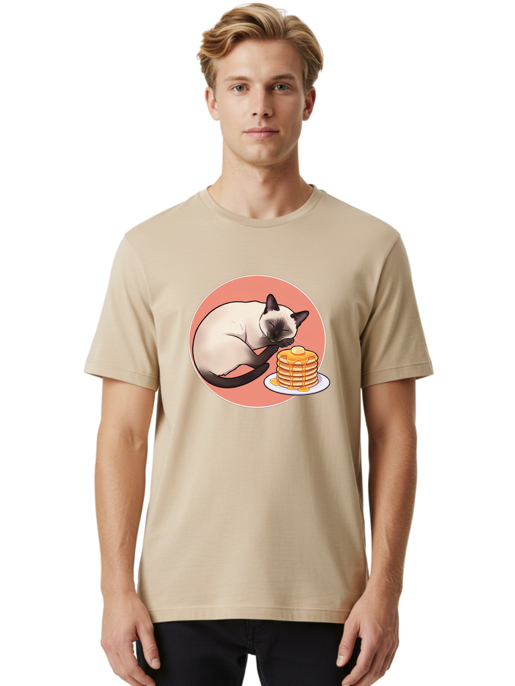 Cat-Sleeping-Next-To-Pancakes Men'S Graphic Tee, 100% Cotton, Comfortable Casual Summer Wear, Machine Washable, Vintage Camera, Old Camera, Antique Camera, Black Camera, Classic Photography, Photography Equipment, Nostalgic Device, Bak219