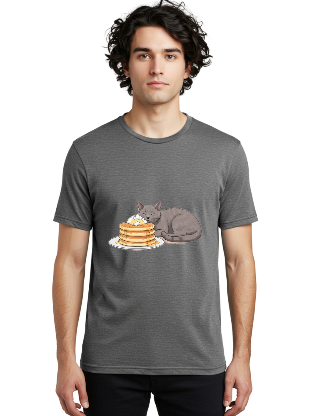 Cat-Sleeping-On-Pancakes-1 Men'S Graphic Tee, 100% Cotton, Comfortable Casual Summer Wear, Machine Washable, Vintage Camera, Old Camera, Antique Camera, Black Camera, Classic Photography, Photography Equipment, Nostalgic Device, Film Camera, Bak220