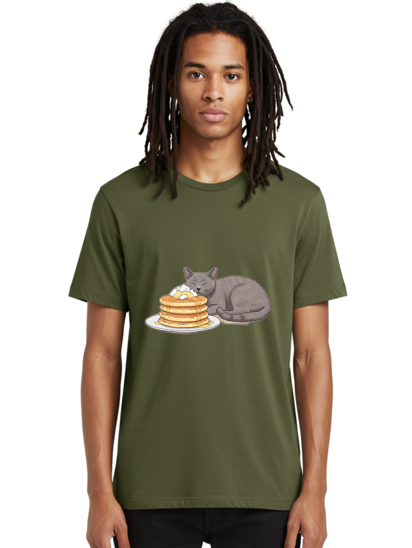 Cat-Sleeping-On-Pancakes-1 Men'S Graphic Tee, 100% Cotton, Comfortable Casual Summer Wear, Machine Washable, Vintage Camera, Old Camera, Antique Camera, Black Camera, Classic Photography, Photography Equipment, Nostalgic Device, Film Camera, Bak220
