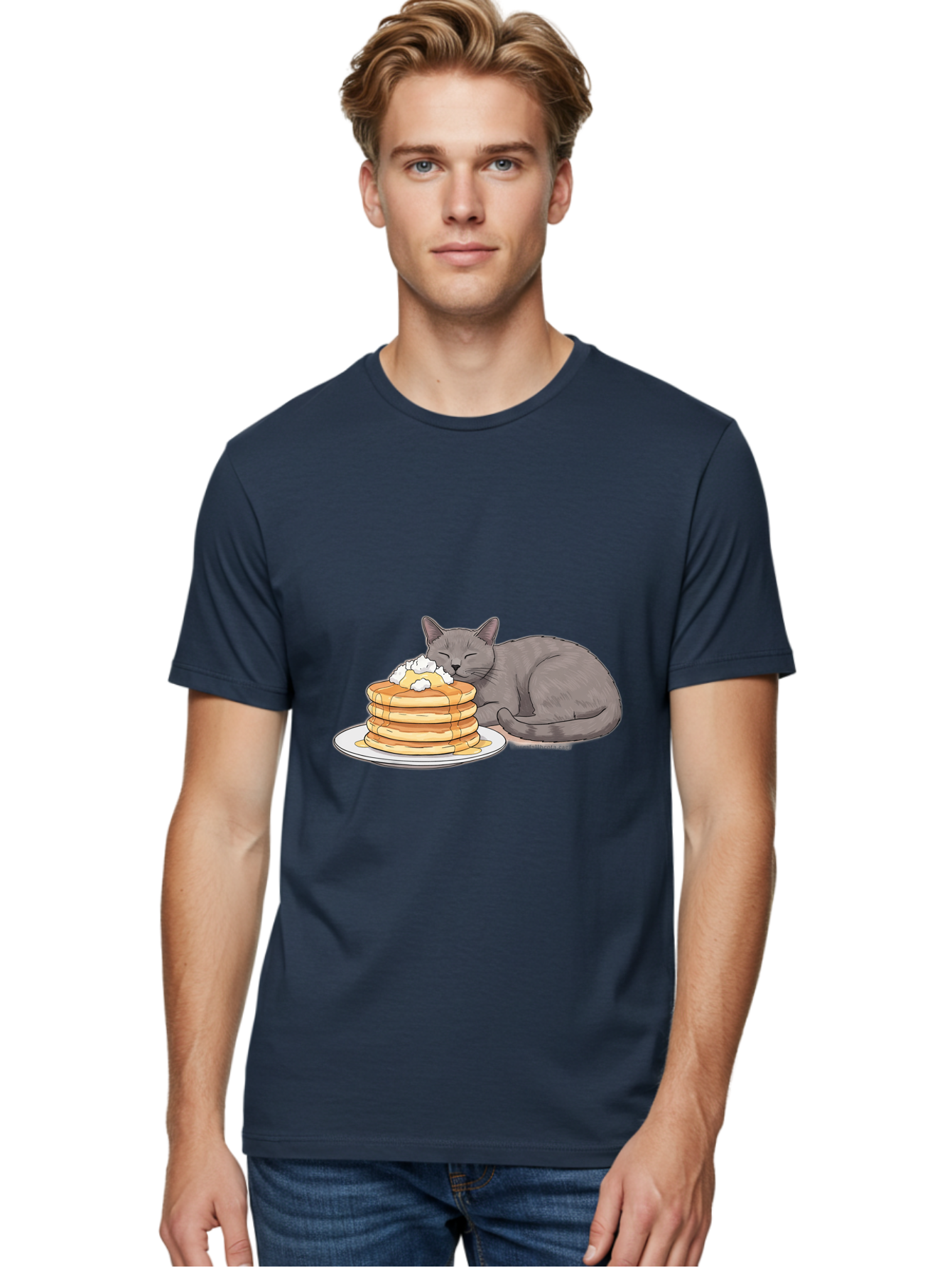 Cat-Sleeping-On-Pancakes-1 Men'S Graphic Tee, 100% Cotton, Comfortable Casual Summer Wear, Machine Washable, Vintage Camera, Old Camera, Antique Camera, Black Camera, Classic Photography, Photography Equipment, Nostalgic Device, Film Camera, Bak220