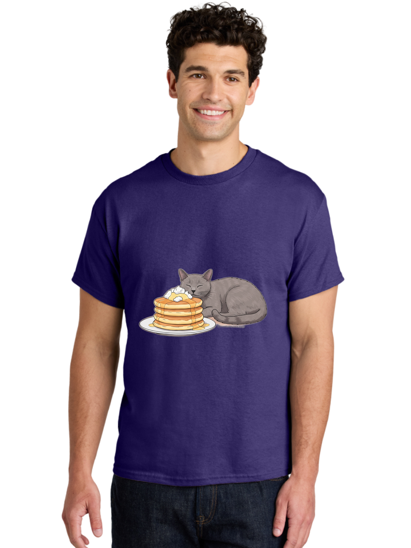 Cat-Sleeping-On-Pancakes-1 Men'S Graphic Tee, 100% Cotton, Comfortable Casual Summer Wear, Machine Washable, Vintage Camera, Old Camera, Antique Camera, Black Camera, Classic Photography, Photography Equipment, Nostalgic Device, Film Camera, Bak220