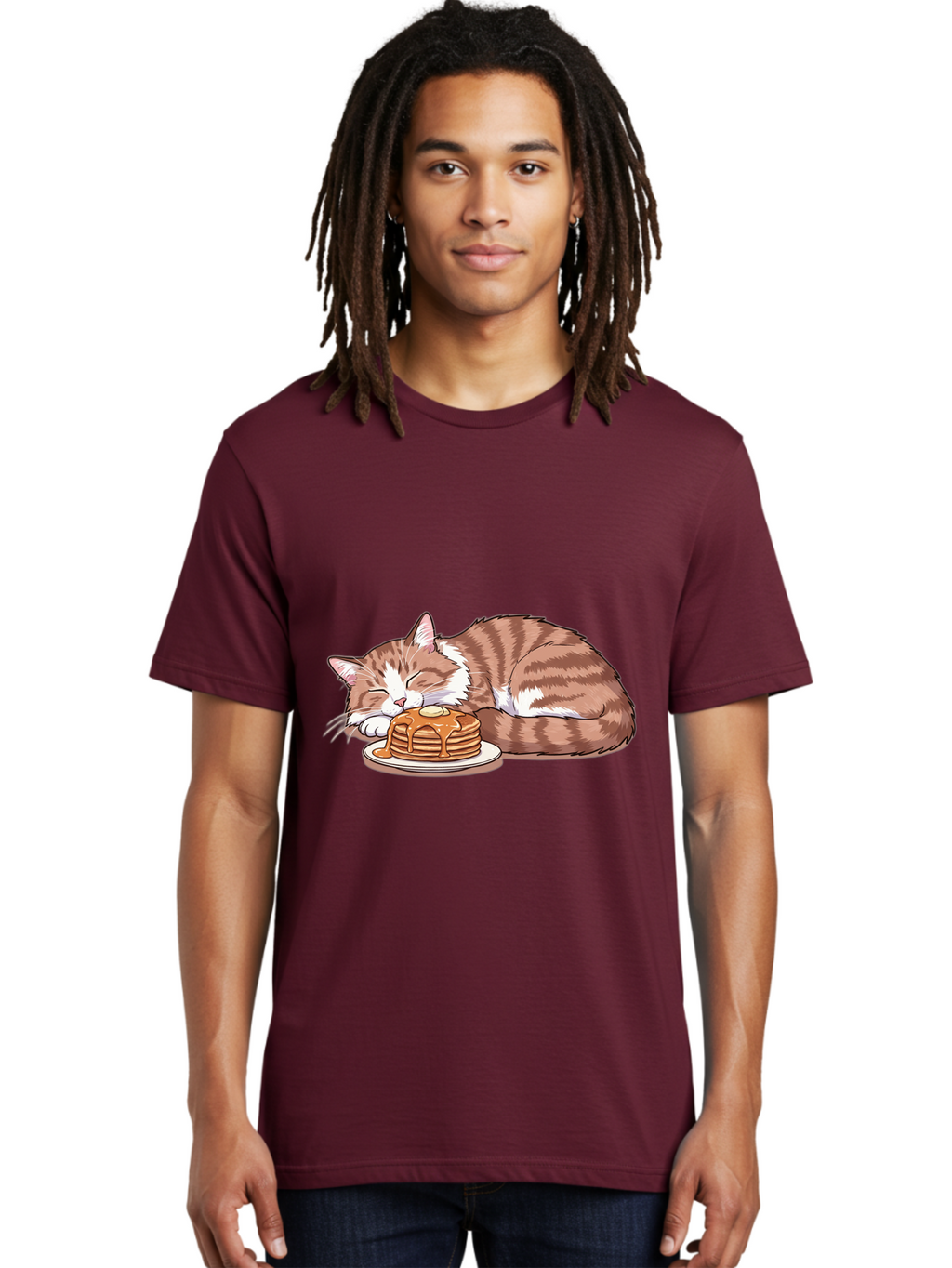 Cat-Sleeping-On-Pancakes-2 Men'S Graphic Tee, 100% Cotton, Comfortable Casual Summer Wear, Machine Washable, Vintage Camera, Old Camera, Antique Camera, Black Camera, Classic Photography, Photography Equipment, Nostalgic Device, Film Camera, Bak221