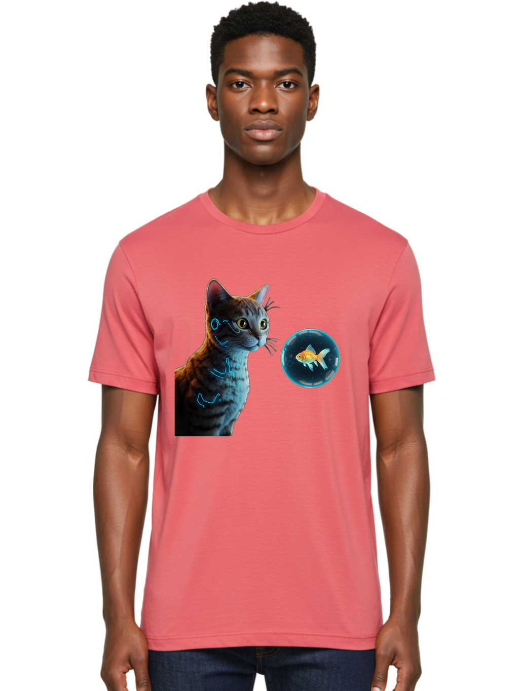 Cat-With-Fishbowl Men'S Graphic Tee, 100% Cotton, Comfortable Casual Summer Wear, Machine Washable, Vintage Camera, Old Camera, Antique Camera, Black Camera, Classic Photography, Photography Equipment, Nostalgic Device, Film Camera, Camera Art Bak223