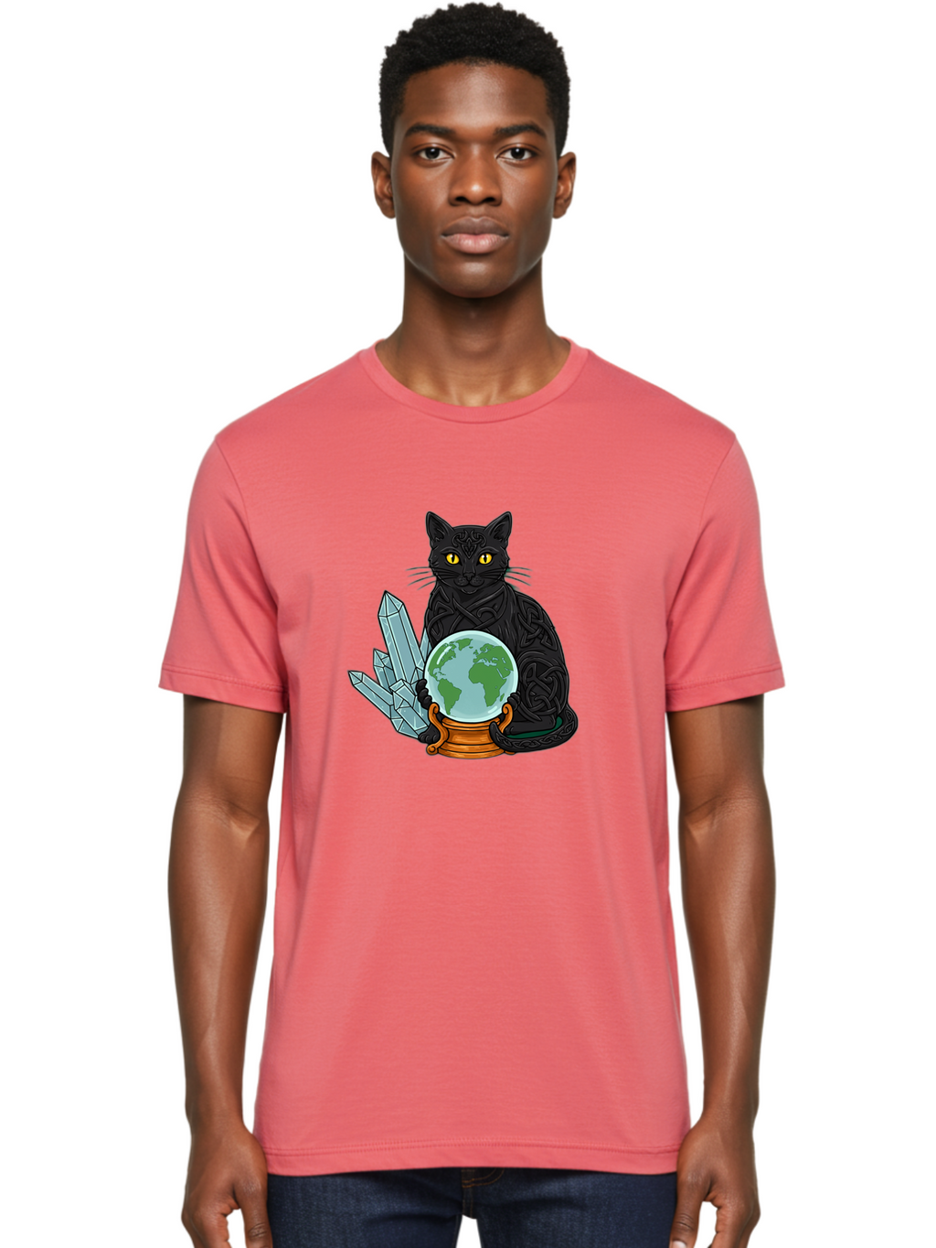 Celtic-Cat-With-Globe Men'S Graphic Tee, 100% Cotton, Comfortable Casual Summer Wear, Machine Washable, Vintage Camera, Old Camera, Antique Camera, Black Camera, Classic Photography, Photography Equipment, Nostalgic Device, Film Camera, Bak225