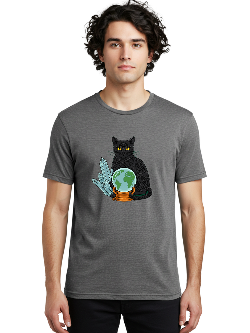Celtic-Cat-With-Globe Men'S Graphic Tee, 100% Cotton, Comfortable Casual Summer Wear, Machine Washable, Vintage Camera, Old Camera, Antique Camera, Black Camera, Classic Photography, Photography Equipment, Nostalgic Device, Film Camera, Bak225