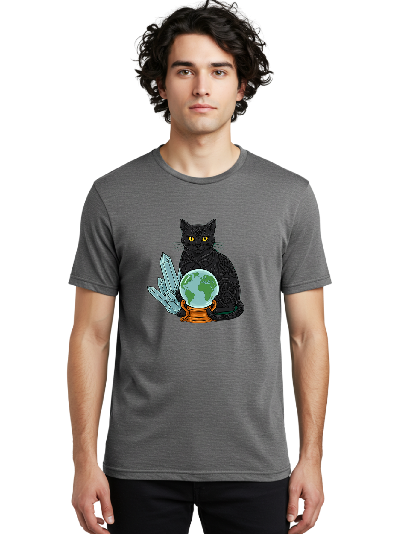 Celtic-Cat-With-Globe Men'S Graphic Tee, 100% Cotton, Comfortable Casual Summer Wear, Machine Washable, Vintage Camera, Old Camera, Antique Camera, Black Camera, Classic Photography, Photography Equipment, Nostalgic Device, Film Camera, Bak225