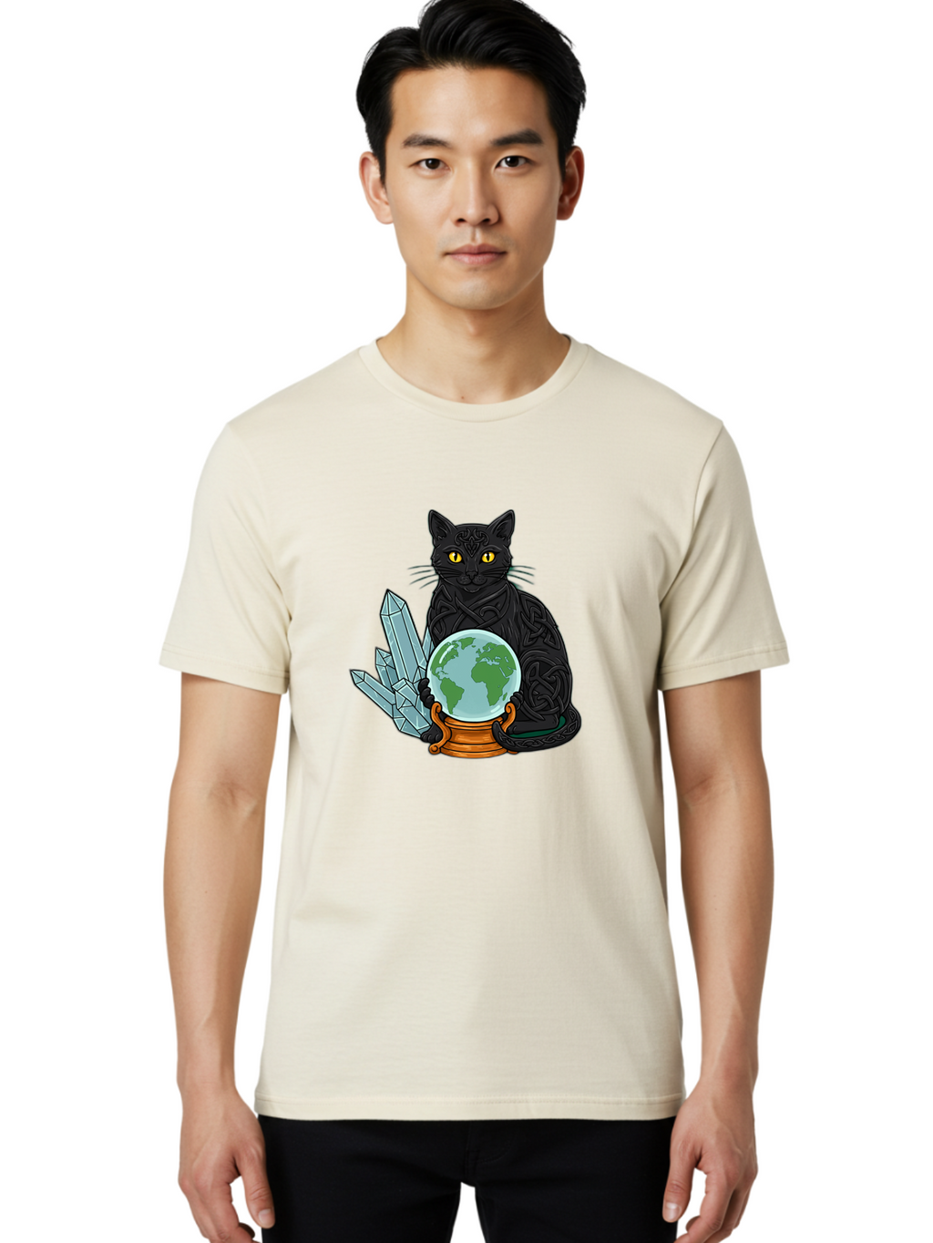 Celtic-Cat-With-Globe Men'S Graphic Tee, 100% Cotton, Comfortable Casual Summer Wear, Machine Washable, Vintage Camera, Old Camera, Antique Camera, Black Camera, Classic Photography, Photography Equipment, Nostalgic Device, Film Camera, Bak225