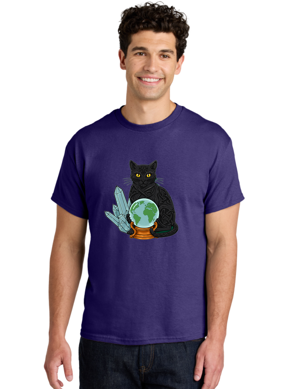 Celtic-Cat-With-Globe Men'S Graphic Tee, 100% Cotton, Comfortable Casual Summer Wear, Machine Washable, Vintage Camera, Old Camera, Antique Camera, Black Camera, Classic Photography, Photography Equipment, Nostalgic Device, Film Camera, Bak225