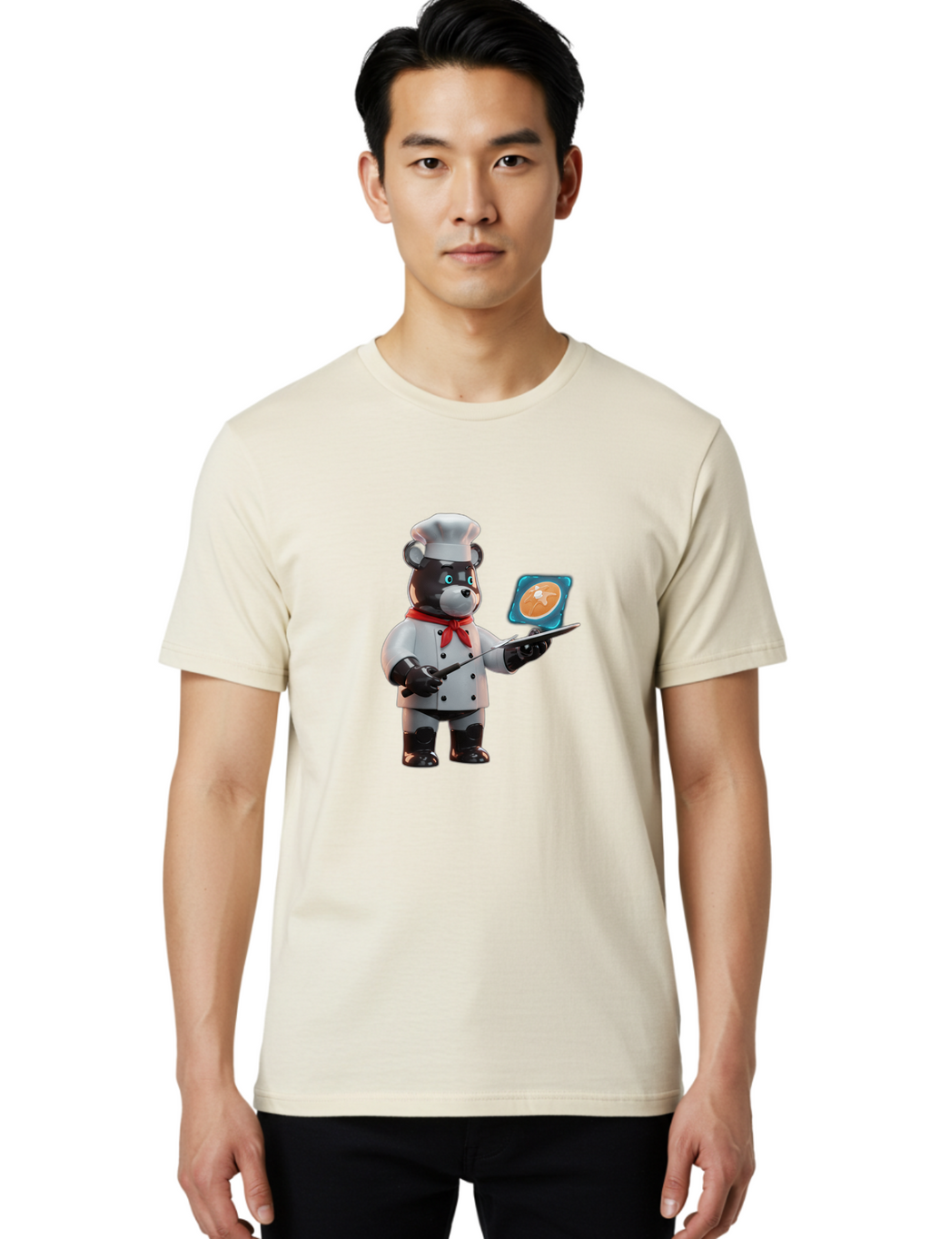 Chef-Bear-4 Men'S Graphic Tee, 100% Cotton, Comfortable Casual Summer Wear, Machine Washable, Vintage Camera, Old Camera, Antique Camera, Black Camera, Classic Photography, Photography Equipment, Nostalgic Device, Film Camera, Camera Art Bak233