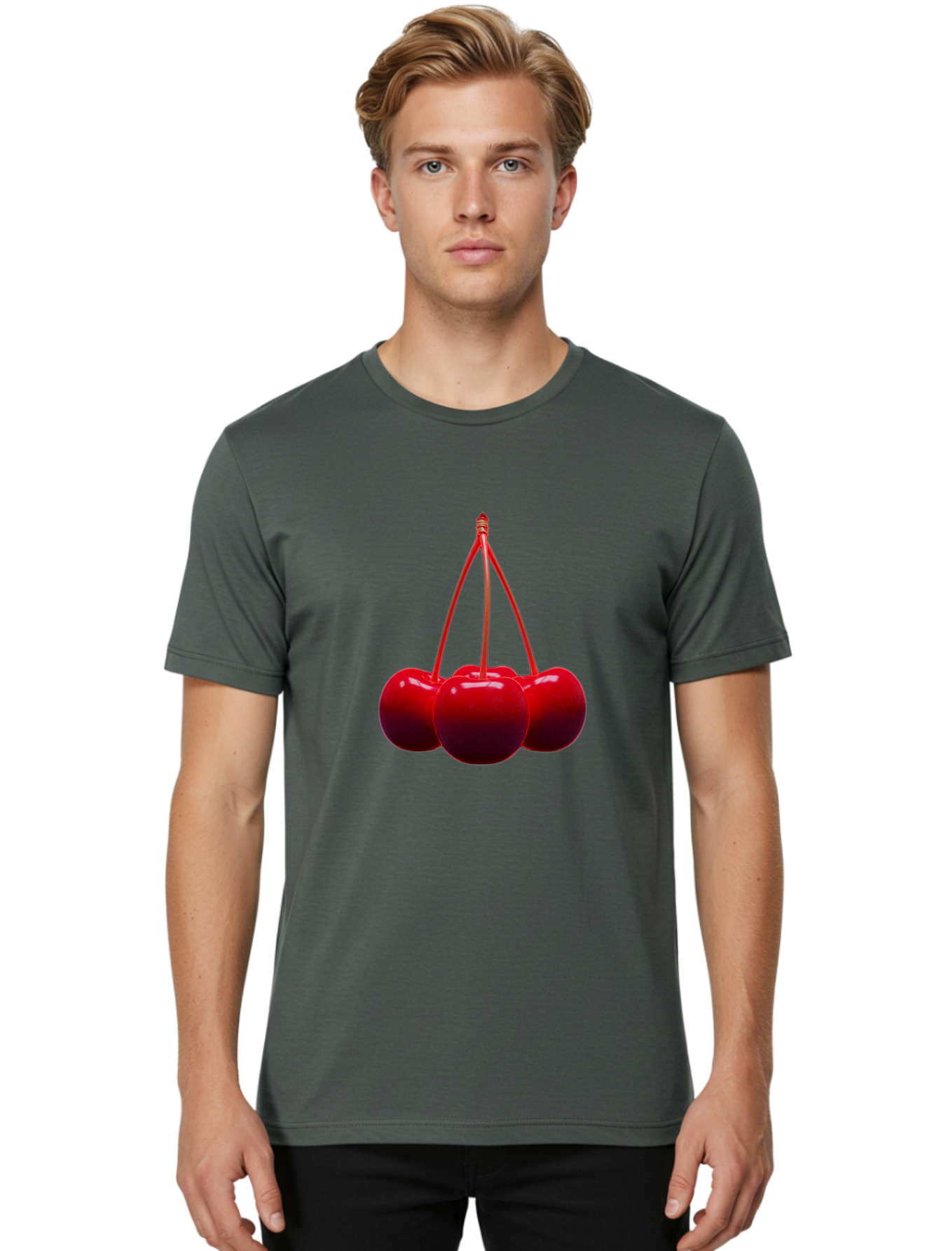 Cherries Men'S Graphic Tee, 100% Cotton, Comfortable Casual Summer Wear, Machine Washable, Vintage Camera, Old Camera, Antique Camera, Black Camera, Classic Photography, Photography Equipment, Nostalgic Device, Film Camera, Camera Art Bak239