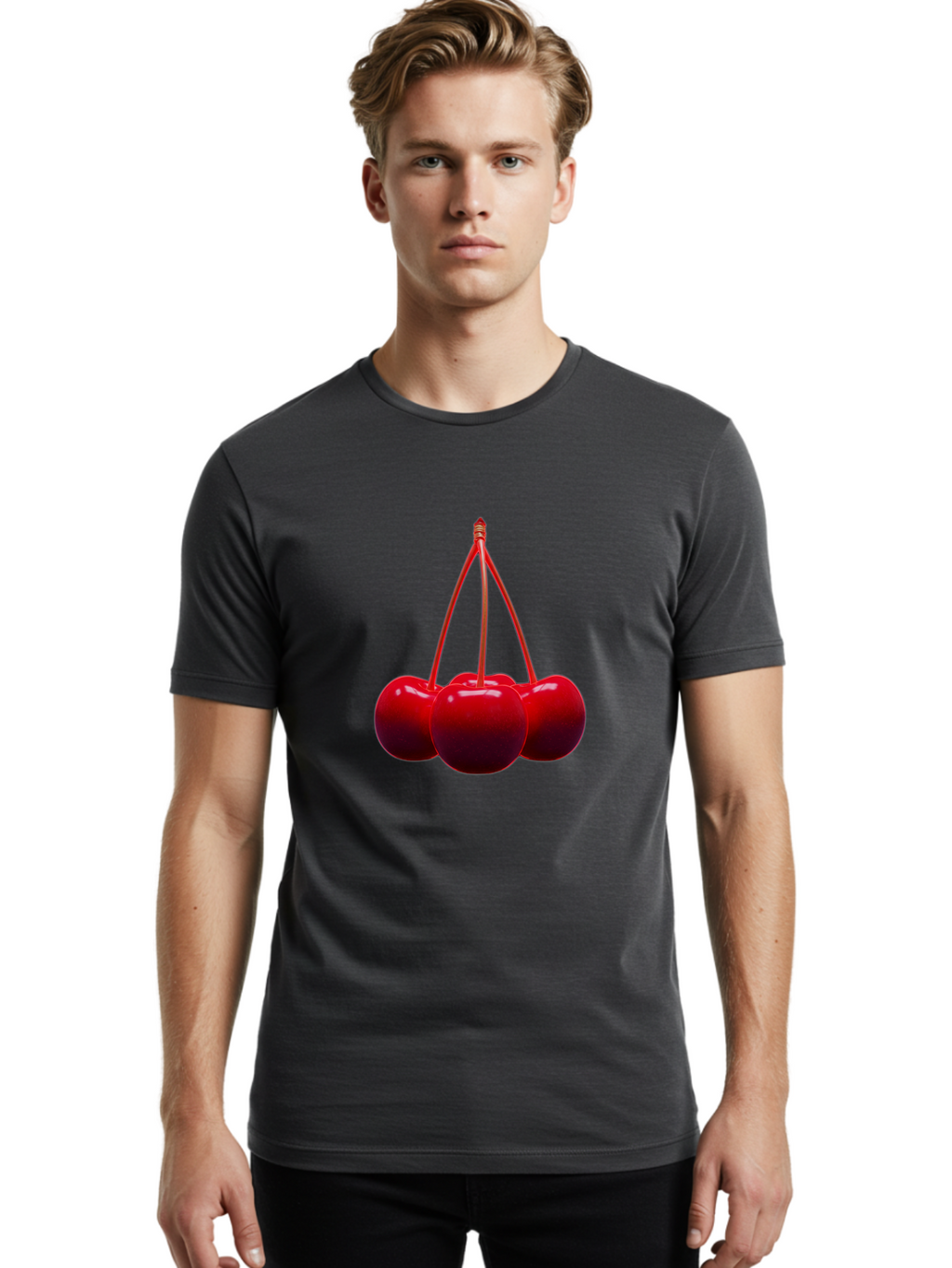 Cherries Men'S Graphic Tee, 100% Cotton, Comfortable Casual Summer Wear, Machine Washable, Vintage Camera, Old Camera, Antique Camera, Black Camera, Classic Photography, Photography Equipment, Nostalgic Device, Film Camera, Camera Art Bak239