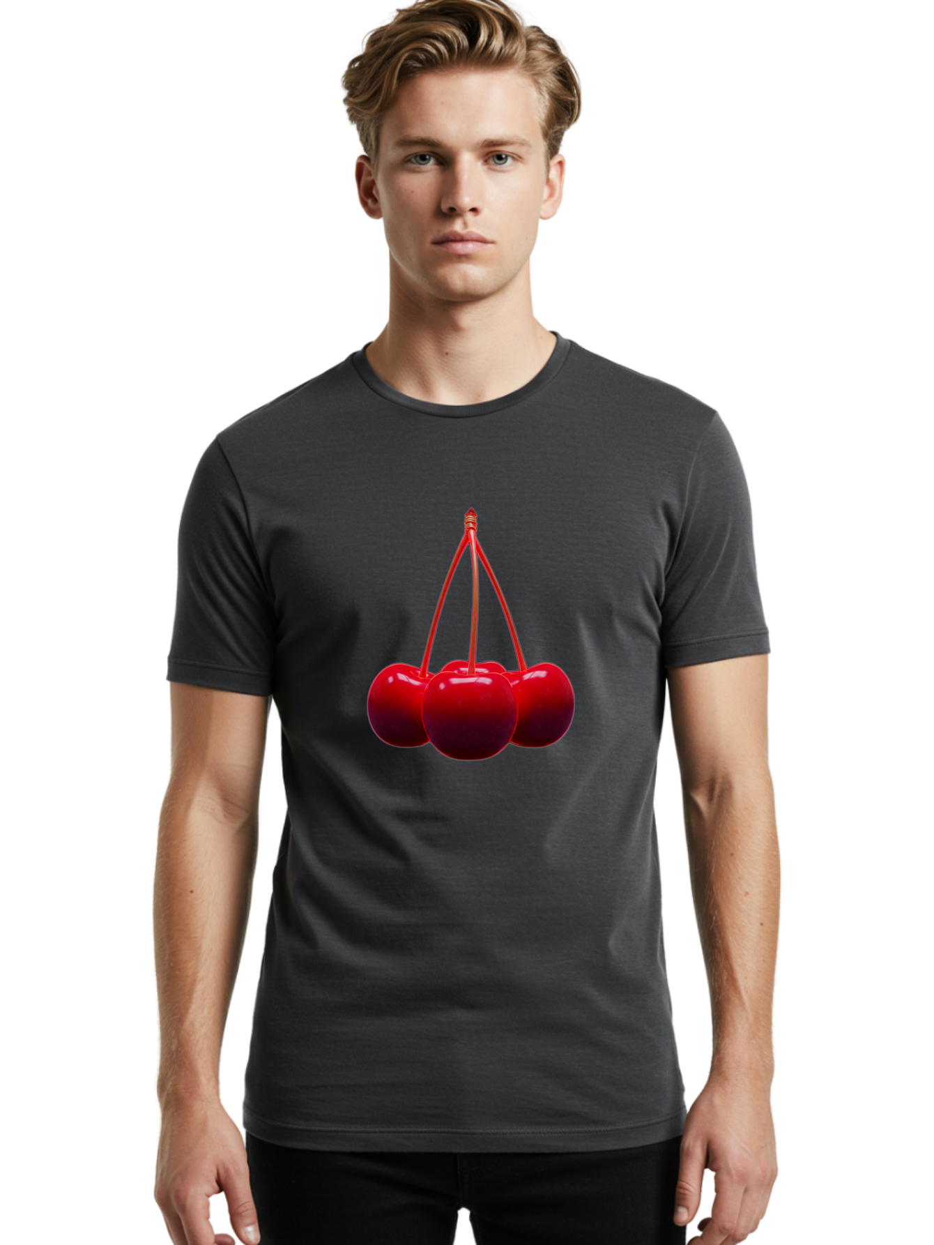 Cherries Men'S Graphic Tee, 100% Cotton, Comfortable Casual Summer Wear, Machine Washable, Vintage Camera, Old Camera, Antique Camera, Black Camera, Classic Photography, Photography Equipment, Nostalgic Device, Film Camera, Camera Art Bak239