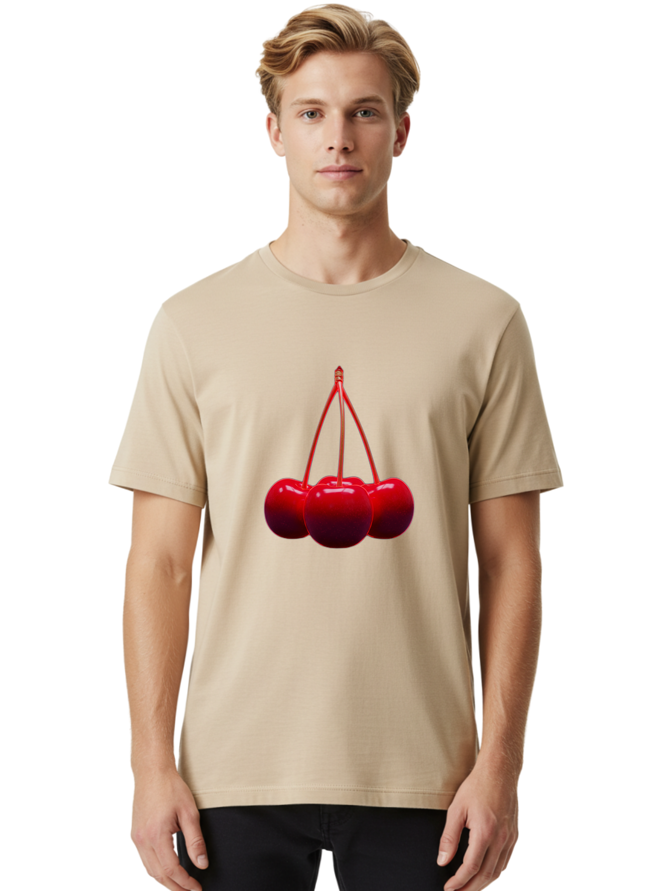 Cherries Men'S Graphic Tee, 100% Cotton, Comfortable Casual Summer Wear, Machine Washable, Vintage Camera, Old Camera, Antique Camera, Black Camera, Classic Photography, Photography Equipment, Nostalgic Device, Film Camera, Camera Art Bak239