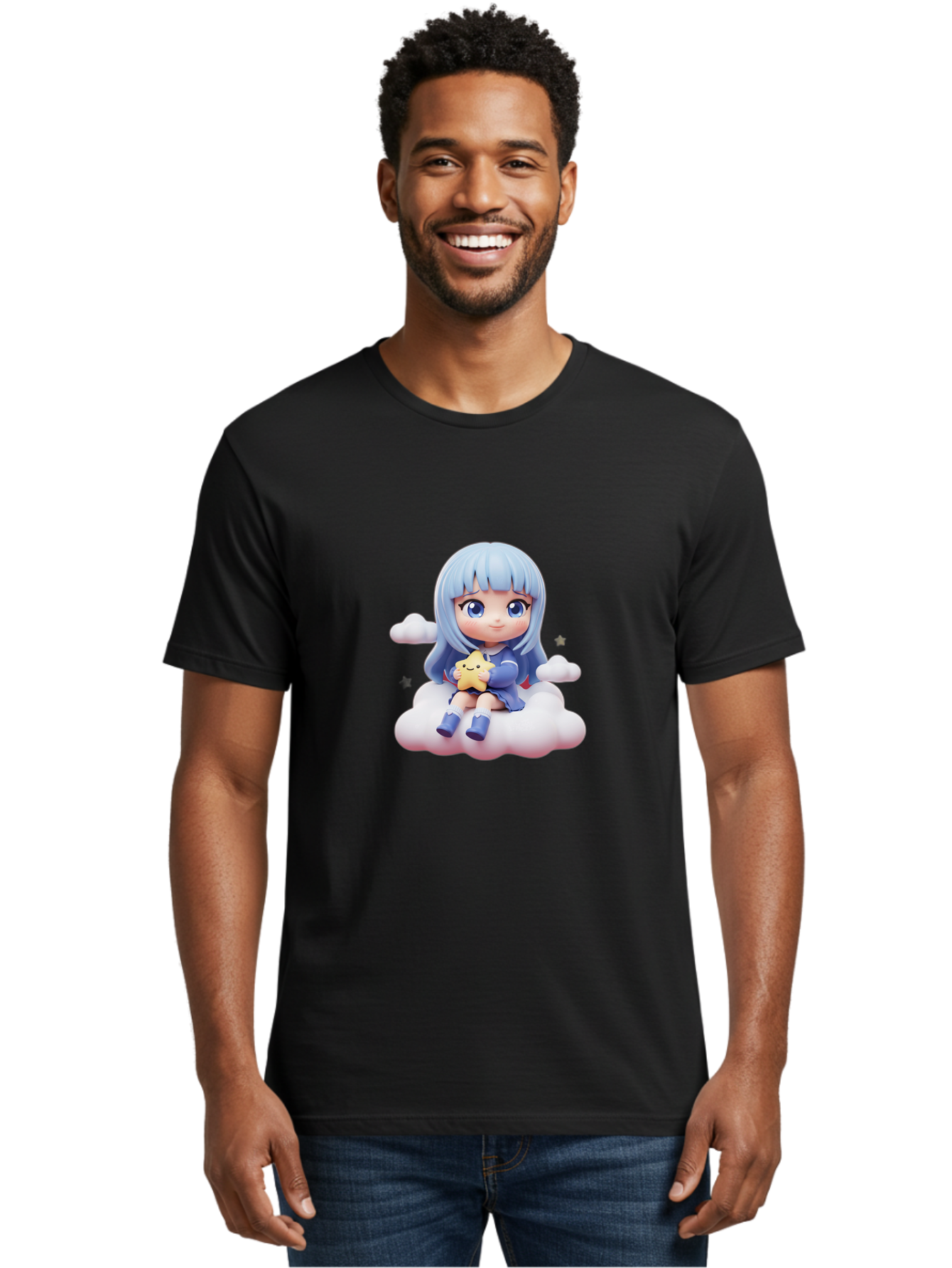 Chibi-Girl-On-Cloud Men'S Graphic Tee, 100% Cotton, Comfortable Casual Summer Wear, Machine Washable, Vintage Camera, Old Camera, Antique Camera, Black Camera, Classic Photography, Photography Equipment, Nostalgic Device, Film Camera, Bak240