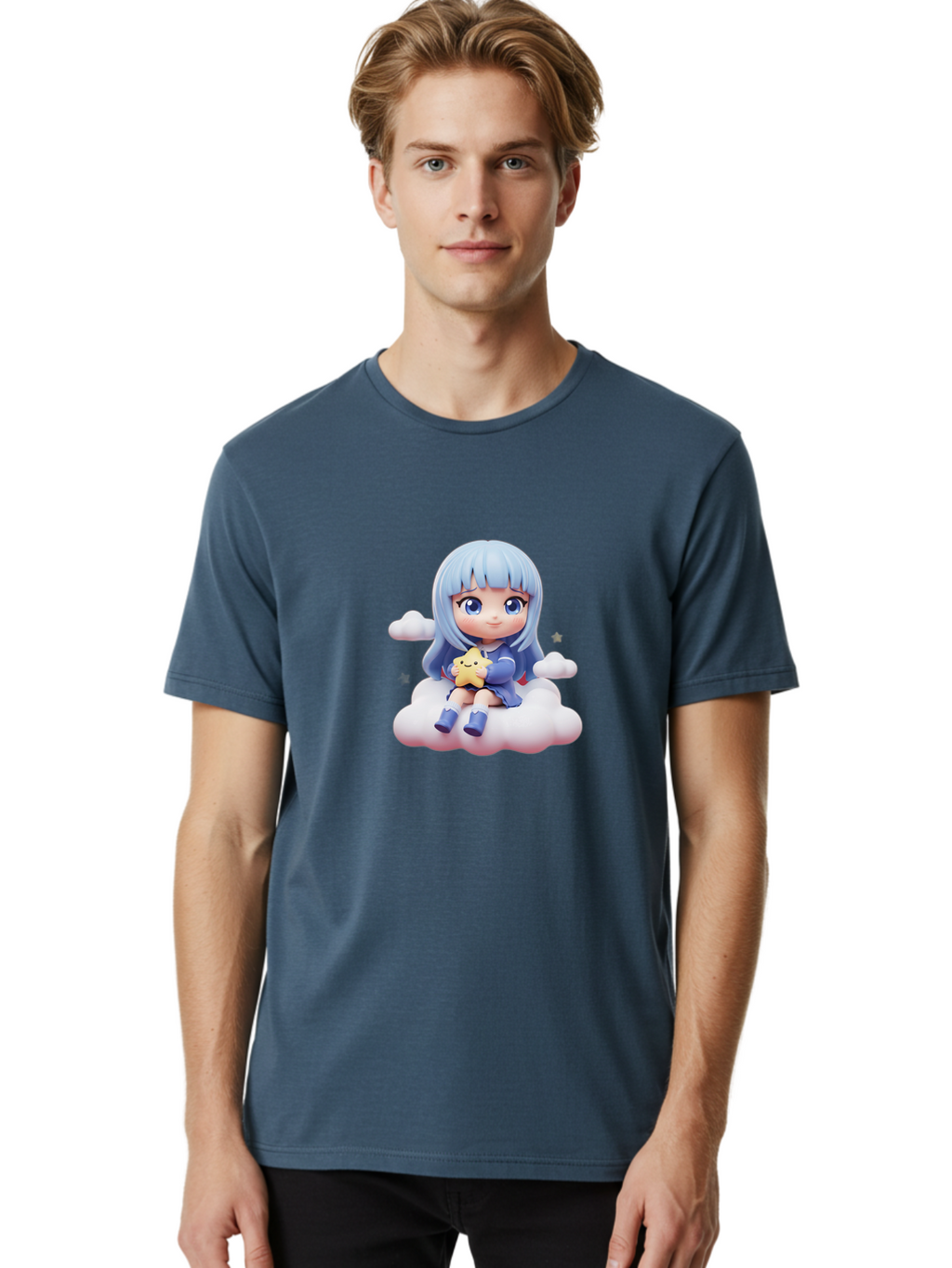 Chibi-Girl-On-Cloud Men'S Graphic Tee, 100% Cotton, Comfortable Casual Summer Wear, Machine Washable, Vintage Camera, Old Camera, Antique Camera, Black Camera, Classic Photography, Photography Equipment, Nostalgic Device, Film Camera, Bak240