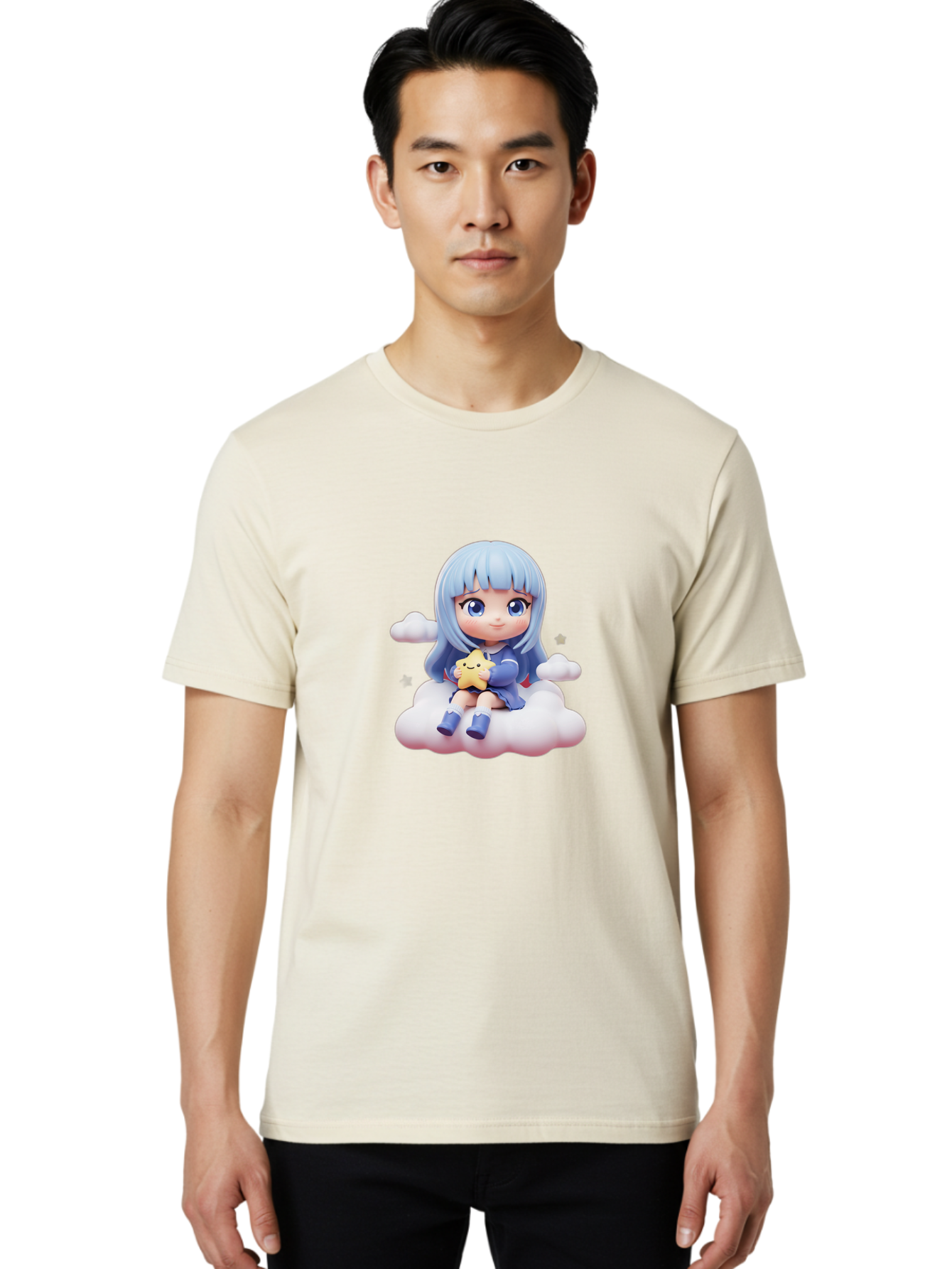 Chibi-Girl-On-Cloud Men'S Graphic Tee, 100% Cotton, Comfortable Casual Summer Wear, Machine Washable, Vintage Camera, Old Camera, Antique Camera, Black Camera, Classic Photography, Photography Equipment, Nostalgic Device, Film Camera, Bak240