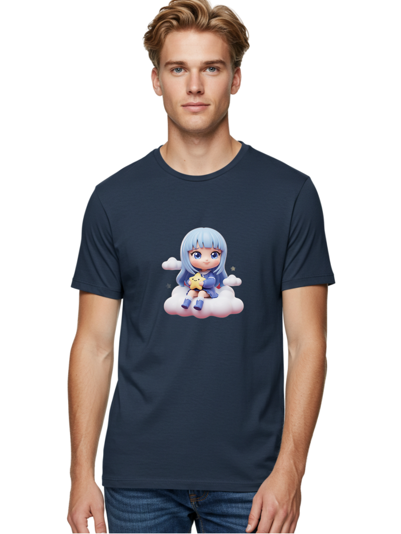 Chibi-Girl-On-Cloud Men'S Graphic Tee, 100% Cotton, Comfortable Casual Summer Wear, Machine Washable, Vintage Camera, Old Camera, Antique Camera, Black Camera, Classic Photography, Photography Equipment, Nostalgic Device, Film Camera, Bak240