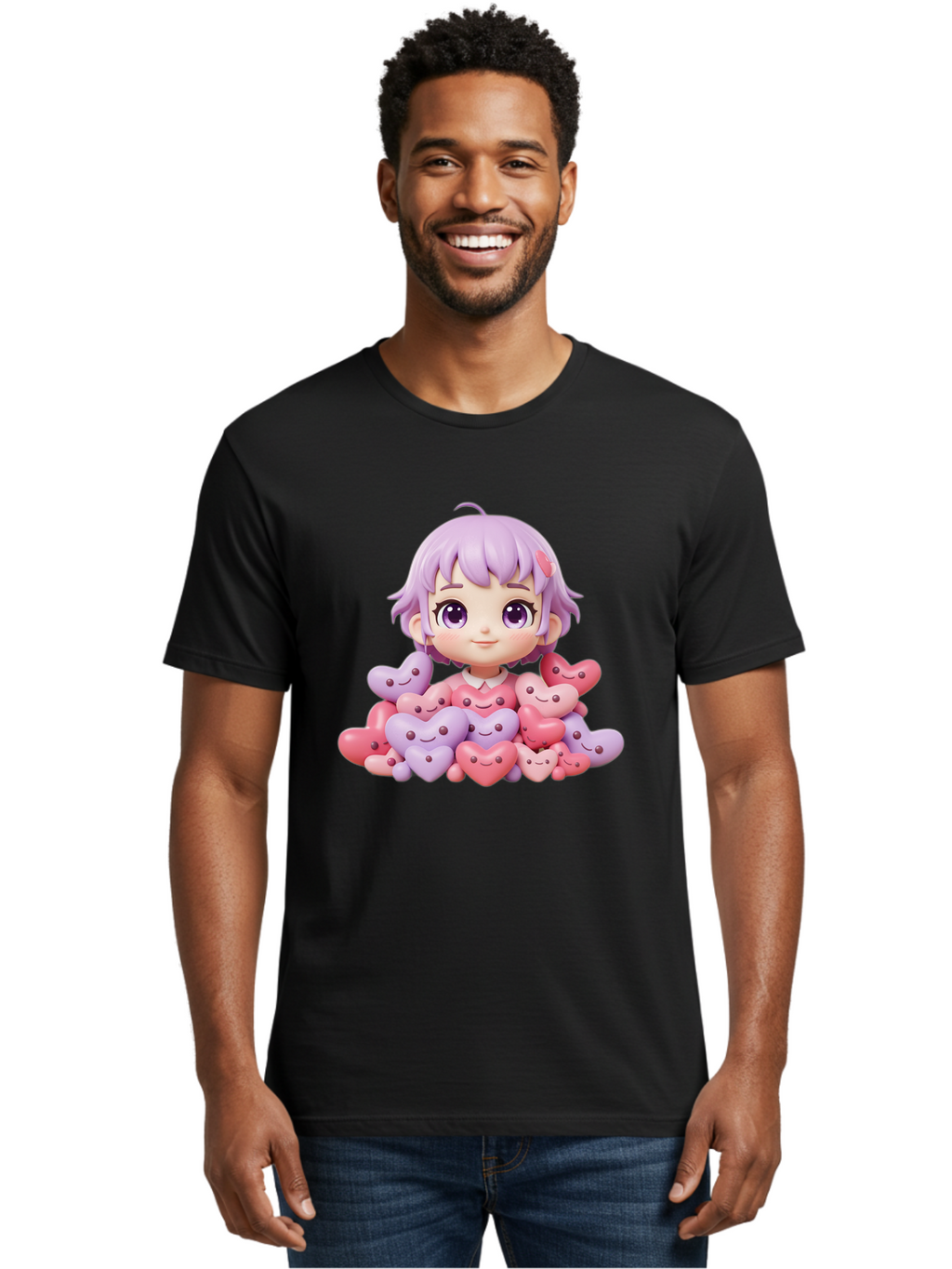 Chibi-Girl-With-Hearts Men'S Graphic Tee, 100% Cotton, Comfortable Casual Summer Wear, Machine Washable, Vintage Camera, Old Camera, Antique Camera, Black Camera, Classic Photography, Photography Equipment, Nostalgic Device, Film Camera, Bak241