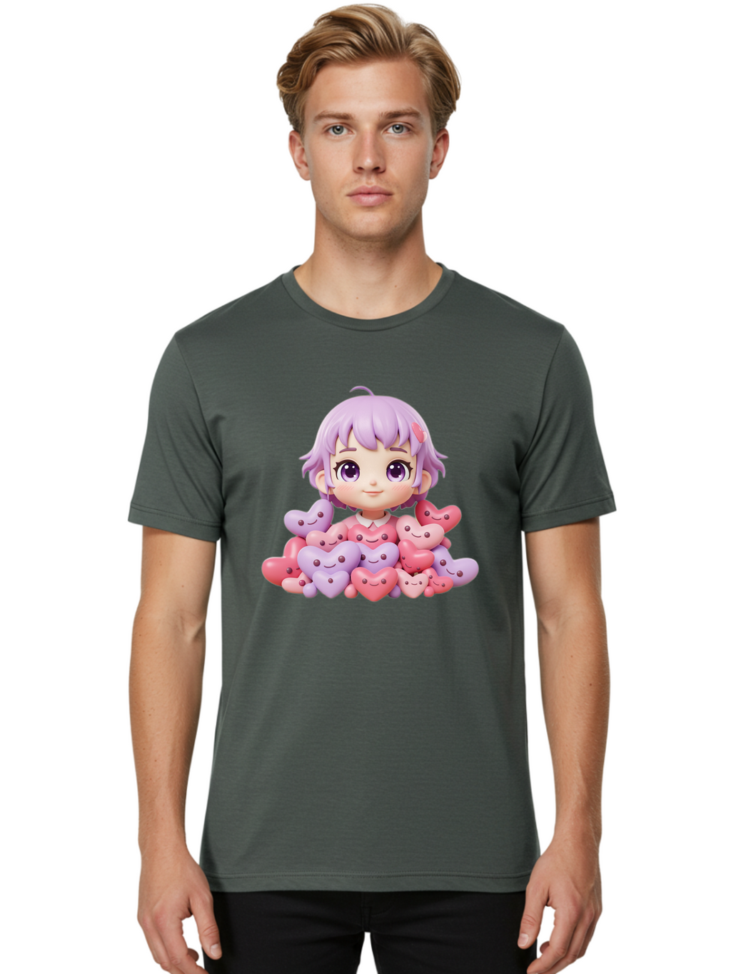 Chibi-Girl-With-Hearts Men'S Graphic Tee, 100% Cotton, Comfortable Casual Summer Wear, Machine Washable, Vintage Camera, Old Camera, Antique Camera, Black Camera, Classic Photography, Photography Equipment, Nostalgic Device, Film Camera, Bak241