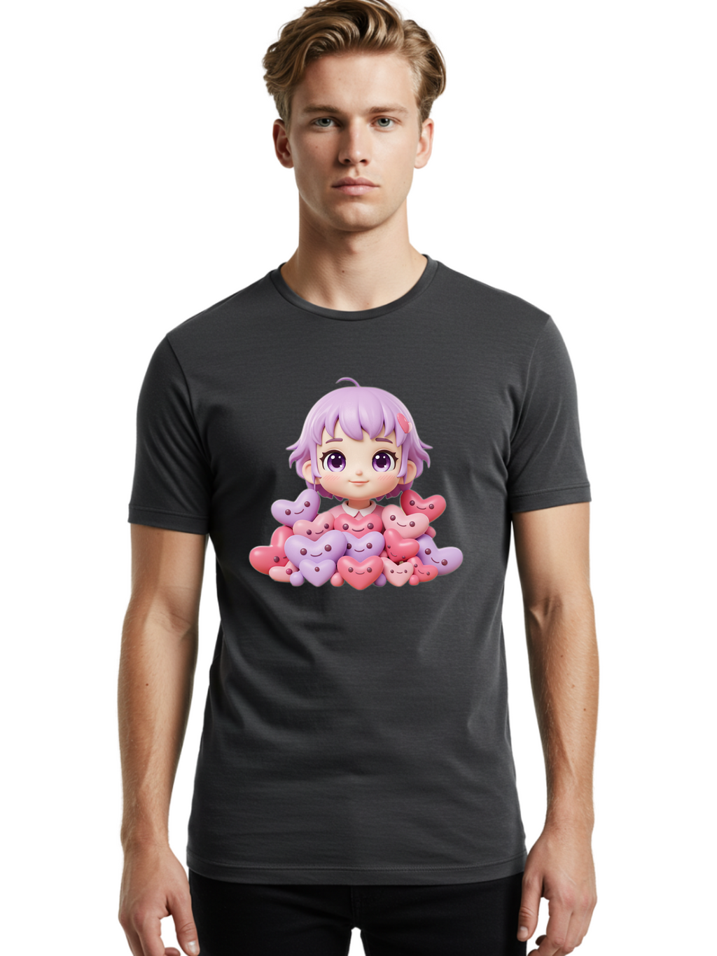 Chibi-Girl-With-Hearts Men'S Graphic Tee, 100% Cotton, Comfortable Casual Summer Wear, Machine Washable, Vintage Camera, Old Camera, Antique Camera, Black Camera, Classic Photography, Photography Equipment, Nostalgic Device, Film Camera, Bak241