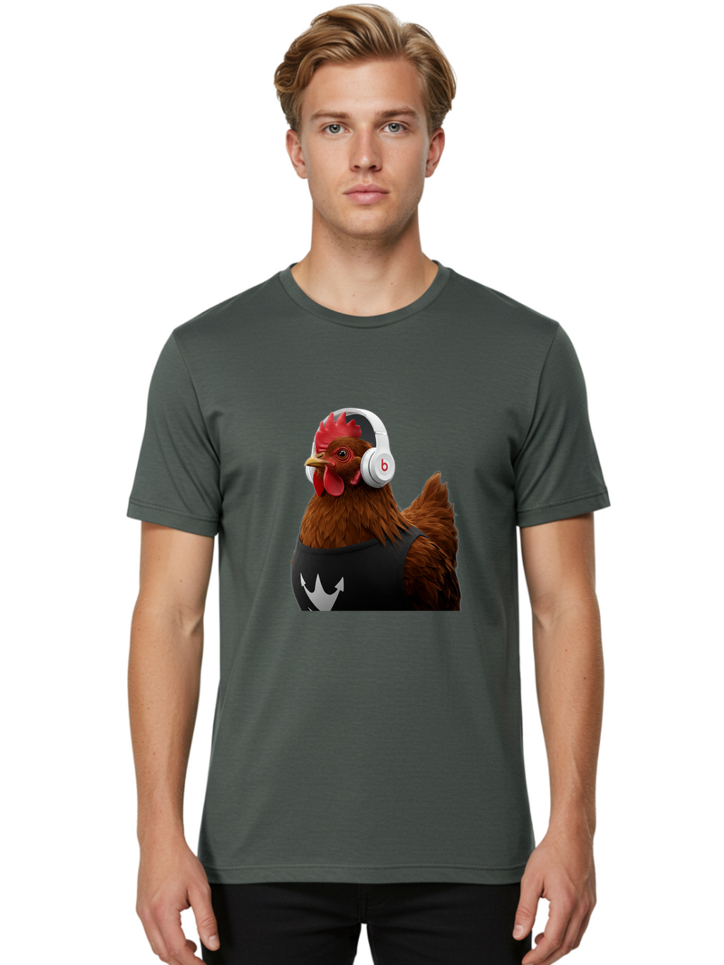 Chicken-With-Beats-Headphones Men'S Graphic Tee, 100% Cotton, Comfortable Casual Summer Wear, Machine Washable, Vintage Camera, Old Camera, Antique Camera, Black Camera, Classic Photography, Photography Equipment, Nostalgic Device, Bak243