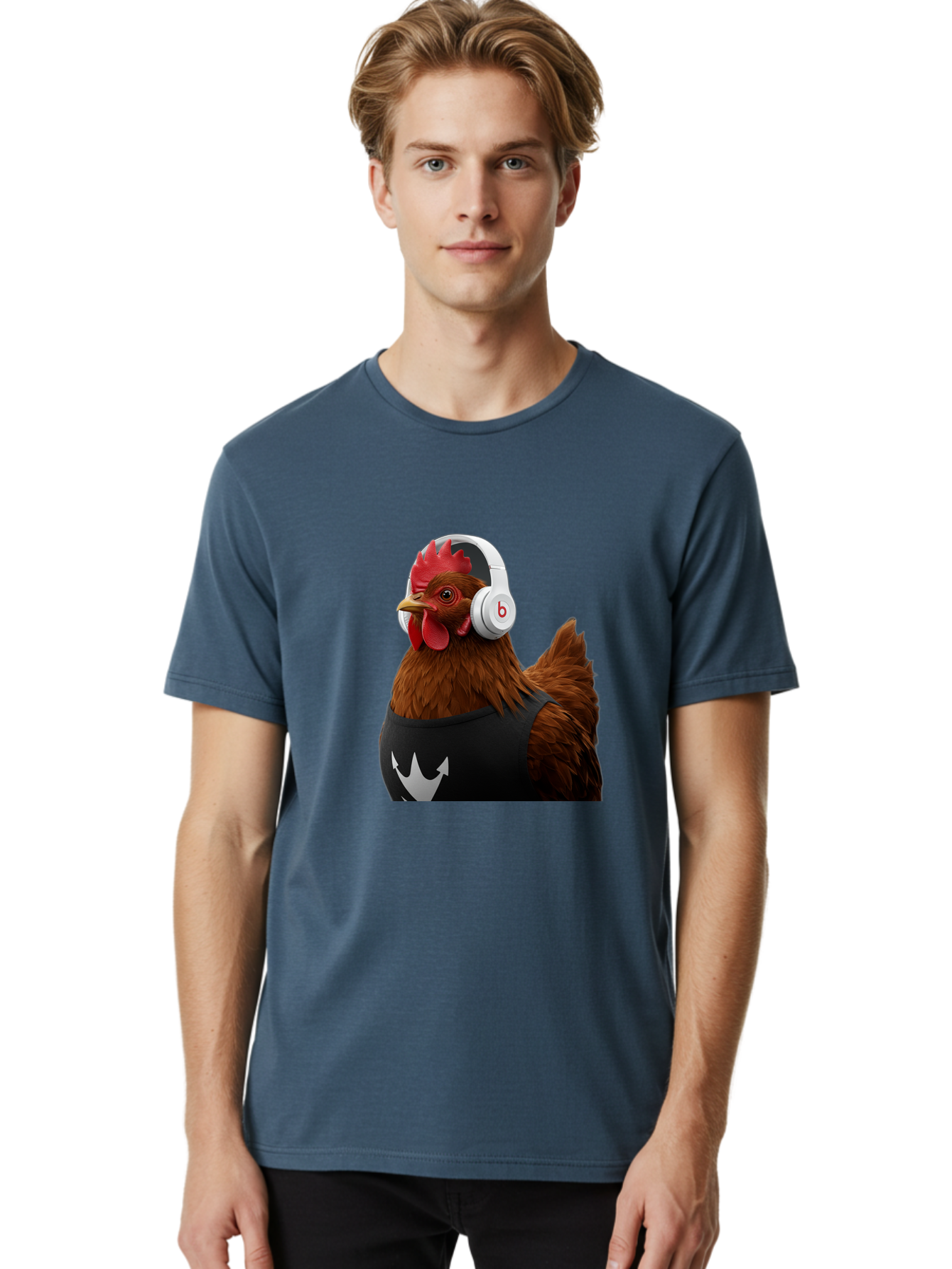 Chicken-With-Beats-Headphones Men'S Graphic Tee, 100% Cotton, Comfortable Casual Summer Wear, Machine Washable, Vintage Camera, Old Camera, Antique Camera, Black Camera, Classic Photography, Photography Equipment, Nostalgic Device, Bak243