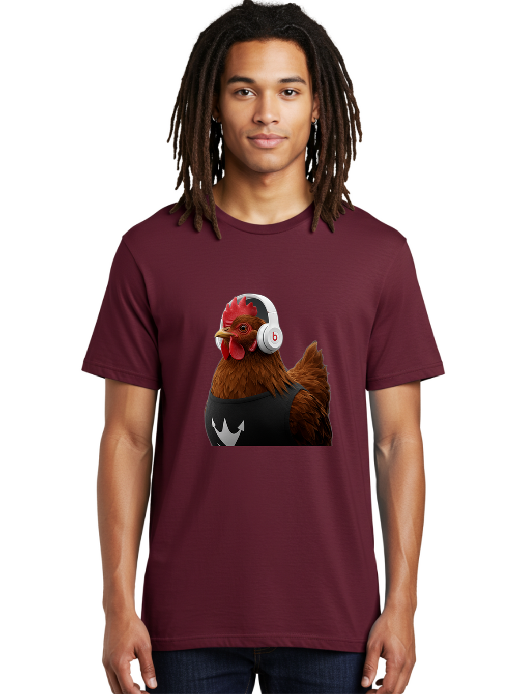 Chicken-With-Beats-Headphones Men'S Graphic Tee, 100% Cotton, Comfortable Casual Summer Wear, Machine Washable, Vintage Camera, Old Camera, Antique Camera, Black Camera, Classic Photography, Photography Equipment, Nostalgic Device, Bak243