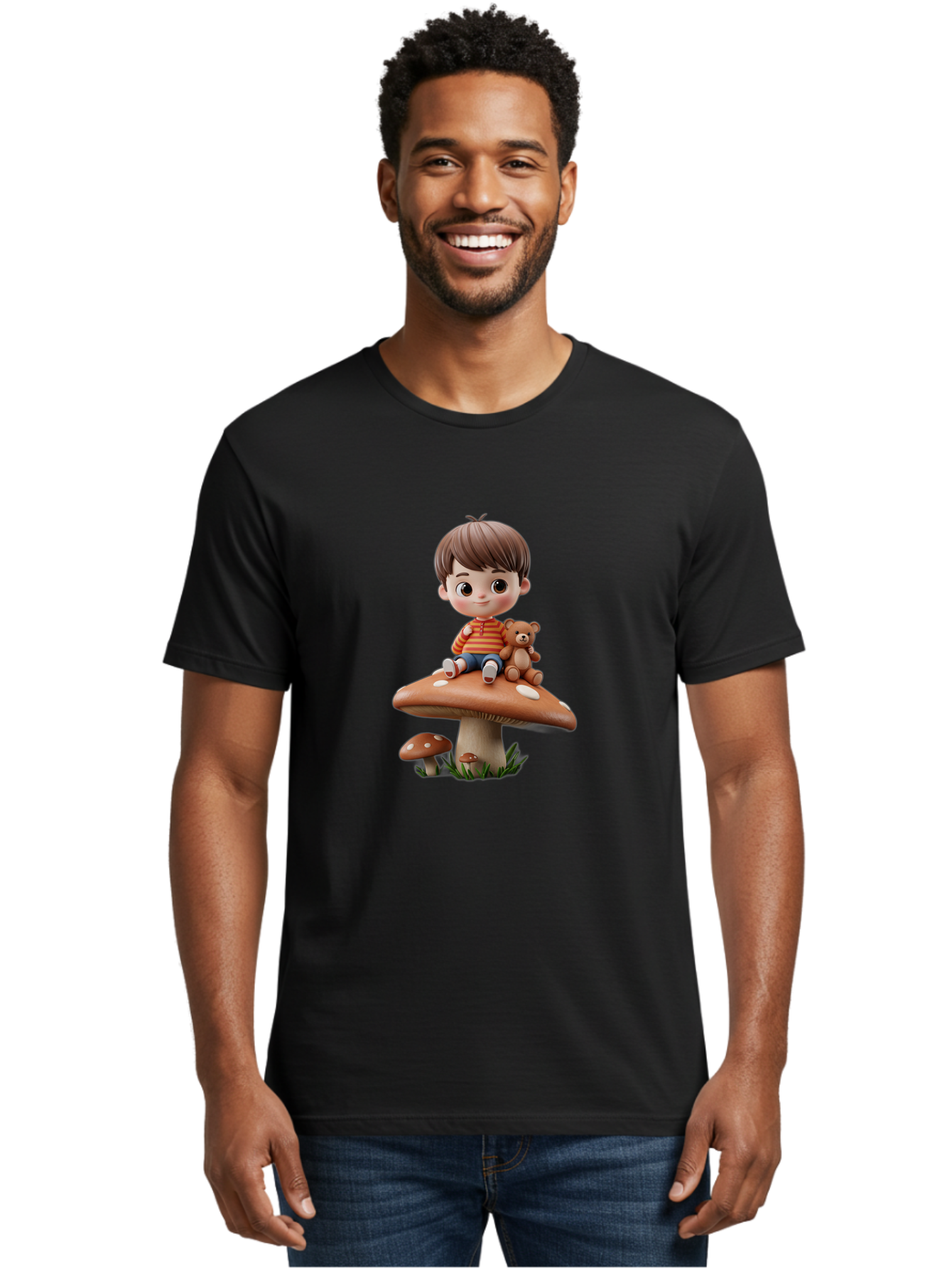 Child-Sitting-On-Mushroom Men'S Graphic Tee, 100% Cotton, Comfortable Casual Summer Wear, Machine Washable, Vintage Camera, Old Camera, Antique Camera, Black Camera, Classic Photography, Photography Equipment, Nostalgic Device, Film Camera, Bak245