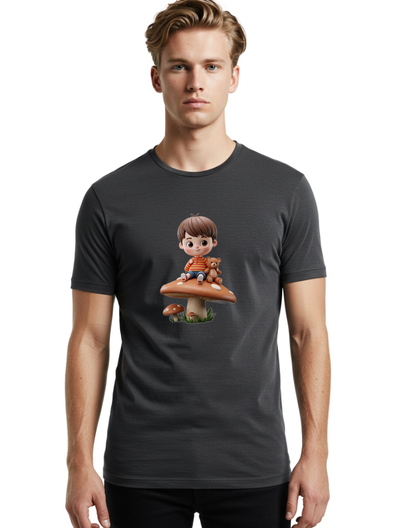 Child-Sitting-On-Mushroom Men'S Graphic Tee, 100% Cotton, Comfortable Casual Summer Wear, Machine Washable, Vintage Camera, Old Camera, Antique Camera, Black Camera, Classic Photography, Photography Equipment, Nostalgic Device, Film Camera, Bak245