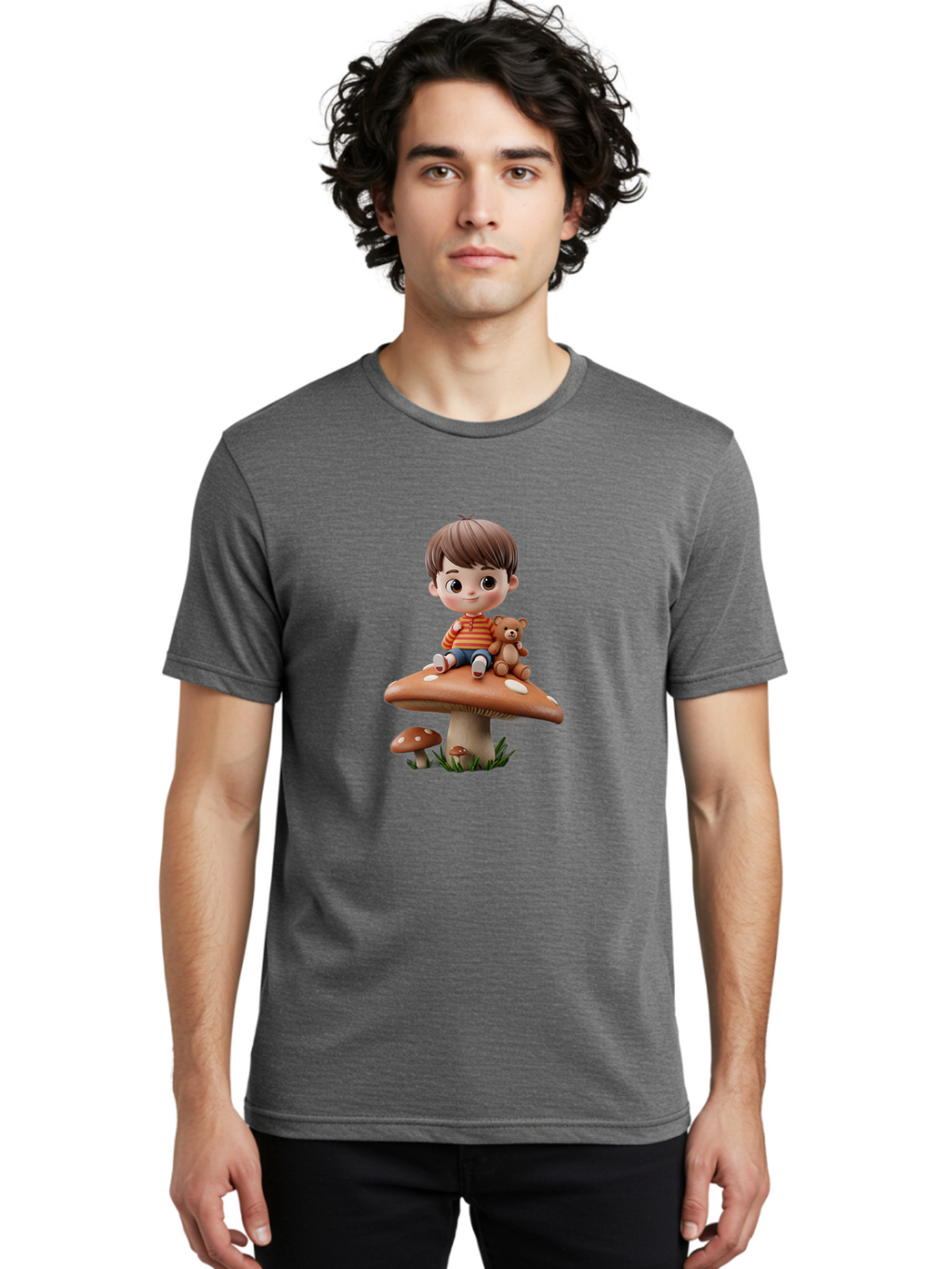 Child-Sitting-On-Mushroom Men'S Graphic Tee, 100% Cotton, Comfortable Casual Summer Wear, Machine Washable, Vintage Camera, Old Camera, Antique Camera, Black Camera, Classic Photography, Photography Equipment, Nostalgic Device, Film Camera, Bak245