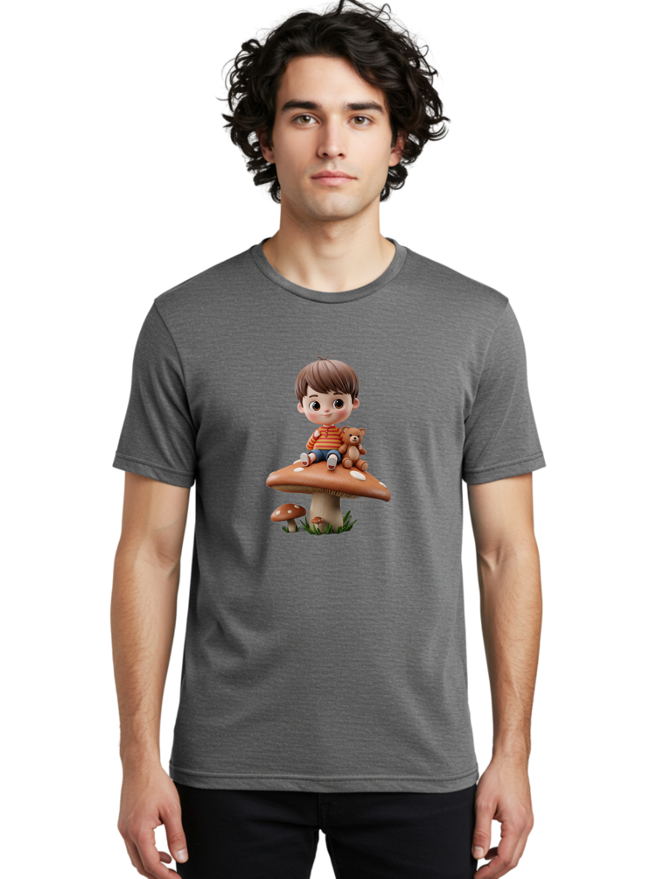 Child-Sitting-On-Mushroom Men'S Graphic Tee, 100% Cotton, Comfortable Casual Summer Wear, Machine Washable, Vintage Camera, Old Camera, Antique Camera, Black Camera, Classic Photography, Photography Equipment, Nostalgic Device, Film Camera, Bak245