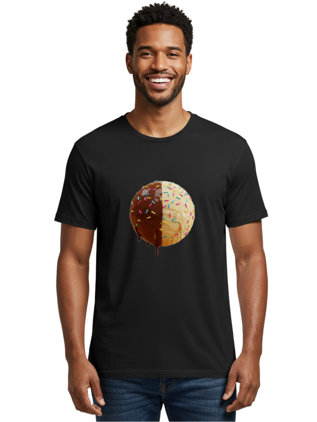 Chocolate-And-Vanilla-Ice-Cream Men'S Graphic Tee, 100% Cotton, Comfortable Casual Summer Wear, Machine Washable, Vintage Camera, Old Camera, Antique Camera, Black Camera, Classic Photography, Photography Equipment, Nostalgic Device, Bak246