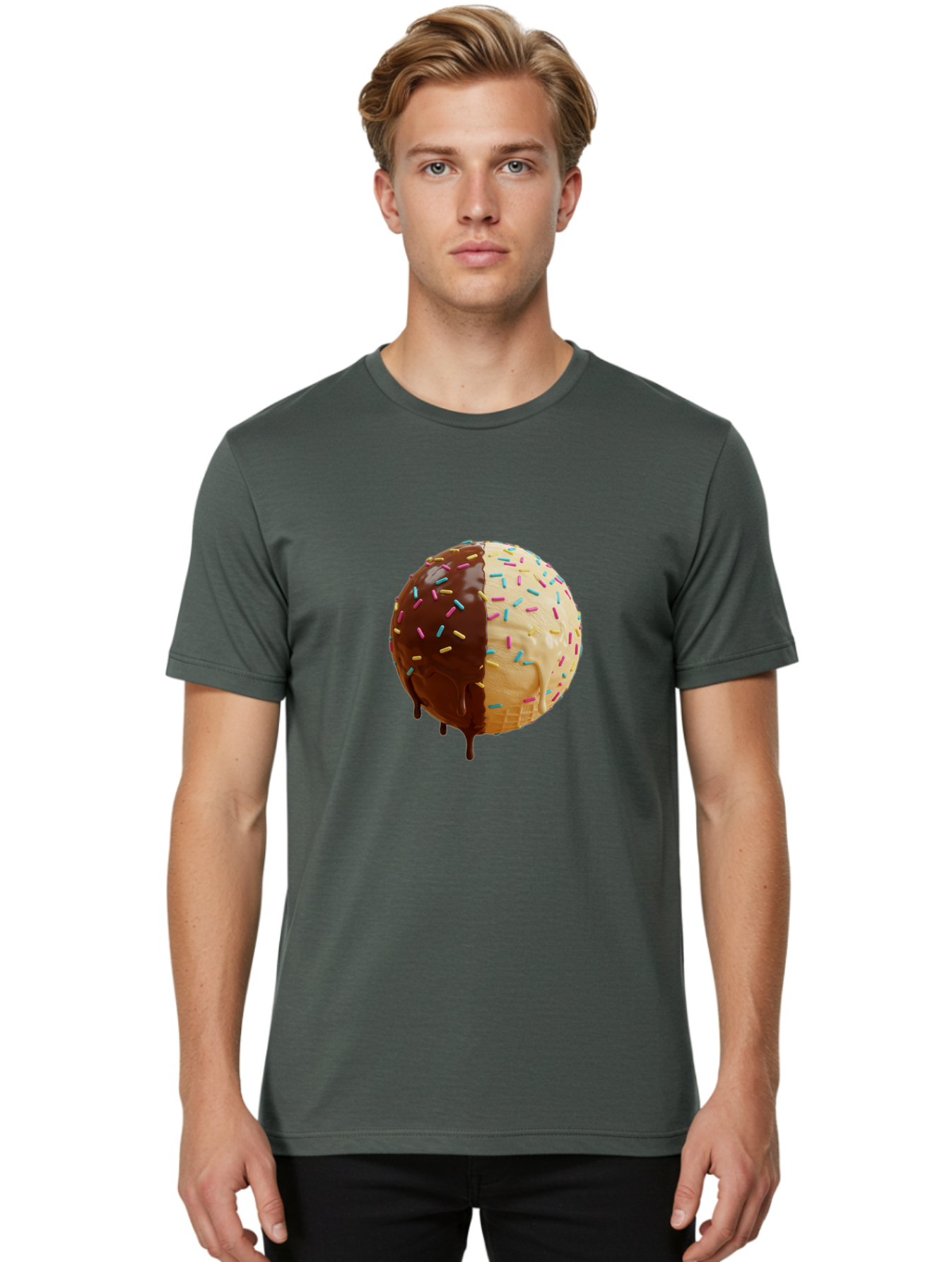 Chocolate-And-Vanilla-Ice-Cream Men'S Graphic Tee, 100% Cotton, Comfortable Casual Summer Wear, Machine Washable, Vintage Camera, Old Camera, Antique Camera, Black Camera, Classic Photography, Photography Equipment, Nostalgic Device, Bak246