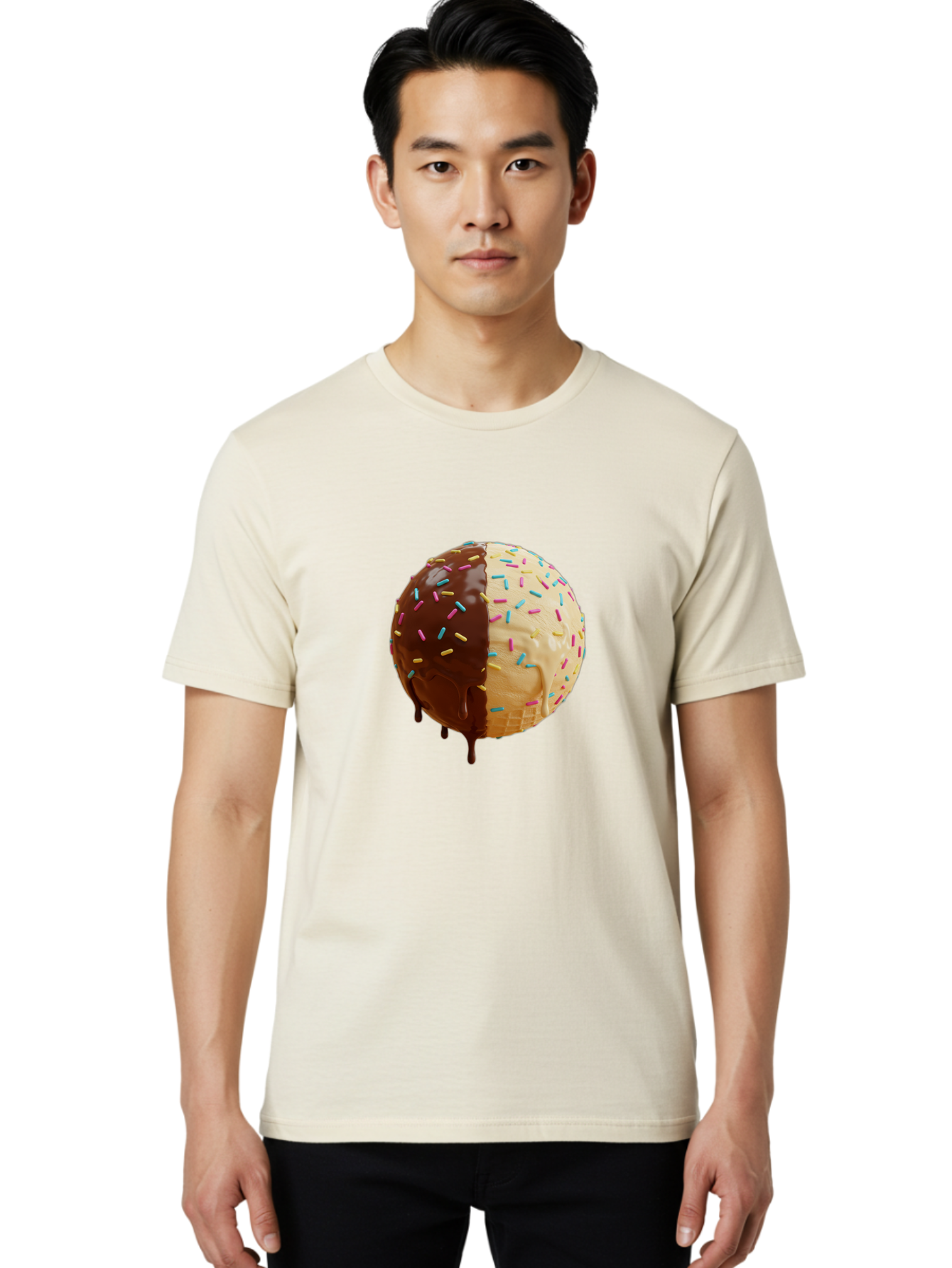 Chocolate-And-Vanilla-Ice-Cream Men'S Graphic Tee, 100% Cotton, Comfortable Casual Summer Wear, Machine Washable, Vintage Camera, Old Camera, Antique Camera, Black Camera, Classic Photography, Photography Equipment, Nostalgic Device, Bak246