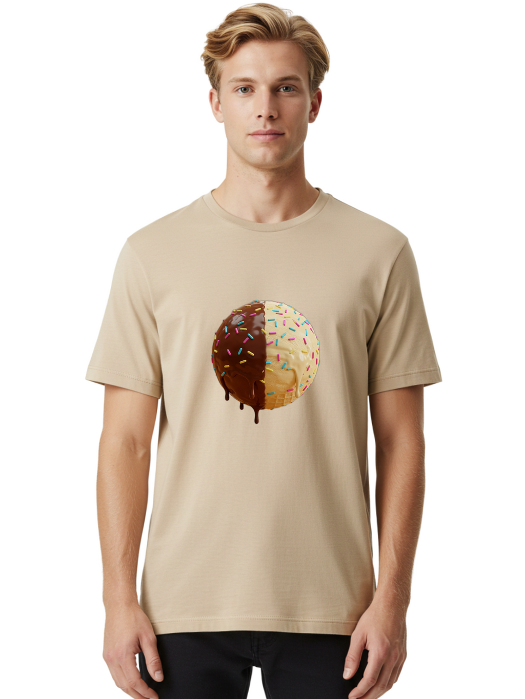 Chocolate-And-Vanilla-Ice-Cream Men'S Graphic Tee, 100% Cotton, Comfortable Casual Summer Wear, Machine Washable, Vintage Camera, Old Camera, Antique Camera, Black Camera, Classic Photography, Photography Equipment, Nostalgic Device, Bak246