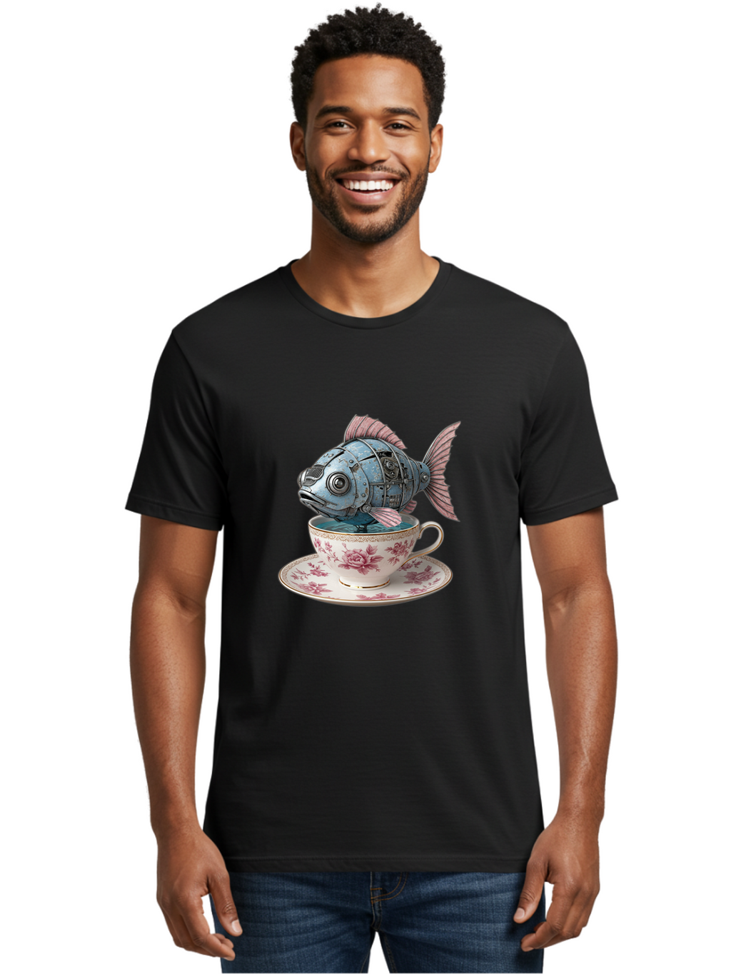 Clockwork-Fish Men'S Graphic Tee, 100% Cotton, Comfortable Casual Summer Wear, Machine Washable, Vintage Camera, Old Camera, Antique Camera, Black Camera, Classic Photography, Photography Equipment, Nostalgic Device, Film Camera, Camera Art Bak263