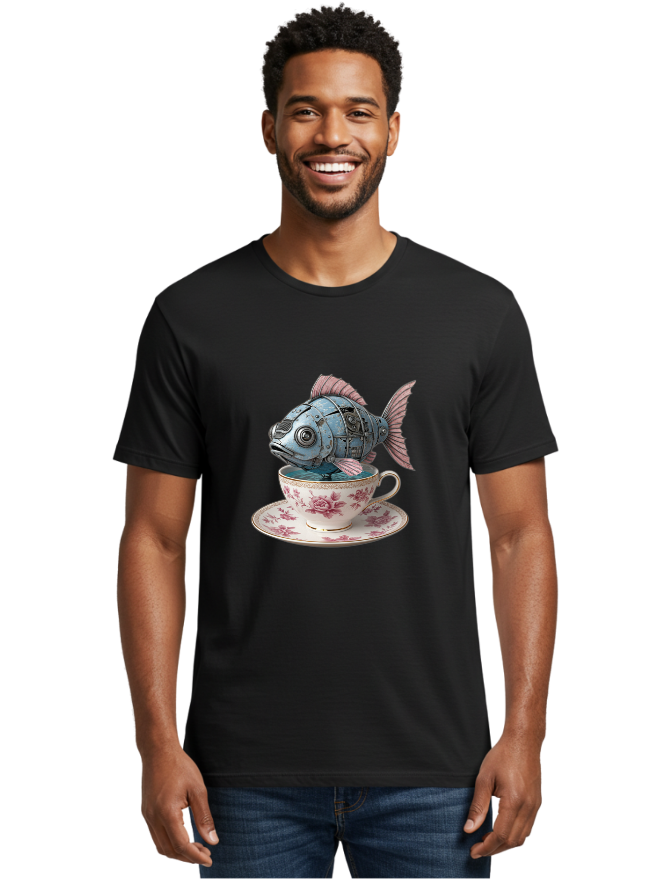 Clockwork-Fish Men'S Graphic Tee, 100% Cotton, Comfortable Casual Summer Wear, Machine Washable, Vintage Camera, Old Camera, Antique Camera, Black Camera, Classic Photography, Photography Equipment, Nostalgic Device, Film Camera, Camera Art Bak263