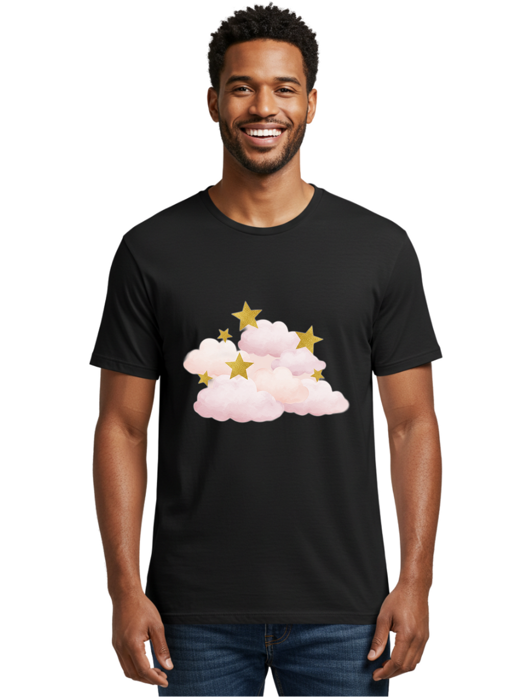 Clouds-With-Stars Men'S Graphic Tee, 100% Cotton, Comfortable Casual Summer Wear, Machine Washable, Vintage Camera, Old Camera, Antique Camera, Black Camera, Classic Photography, Photography Equipment, Nostalgic Device, Film Camera, Camera Art Bak271