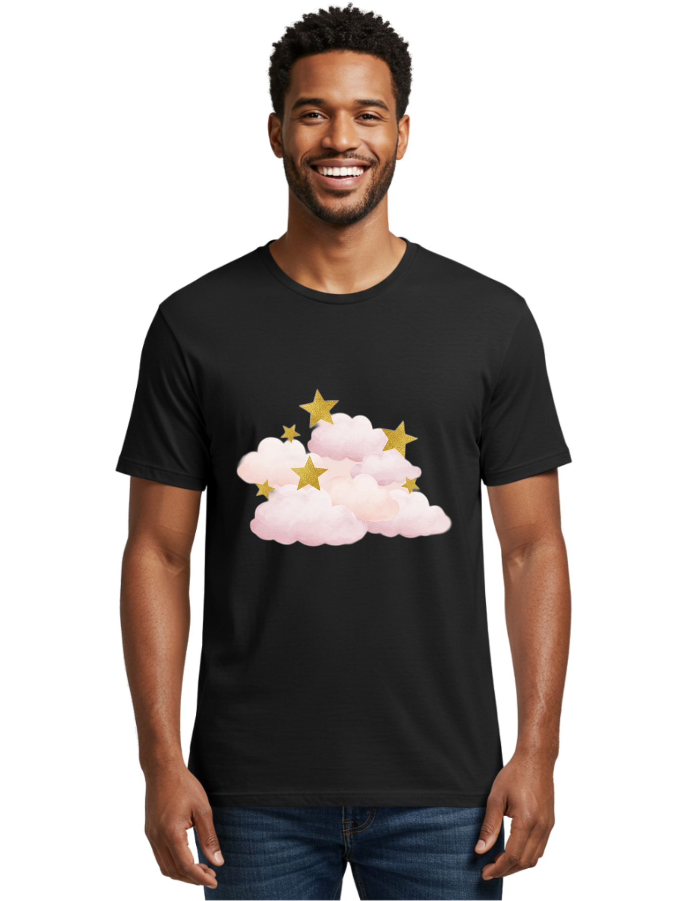 Clouds-With-Stars Men'S Graphic Tee, 100% Cotton, Comfortable Casual Summer Wear, Machine Washable, Vintage Camera, Old Camera, Antique Camera, Black Camera, Classic Photography, Photography Equipment, Nostalgic Device, Film Camera, Camera Art Bak271