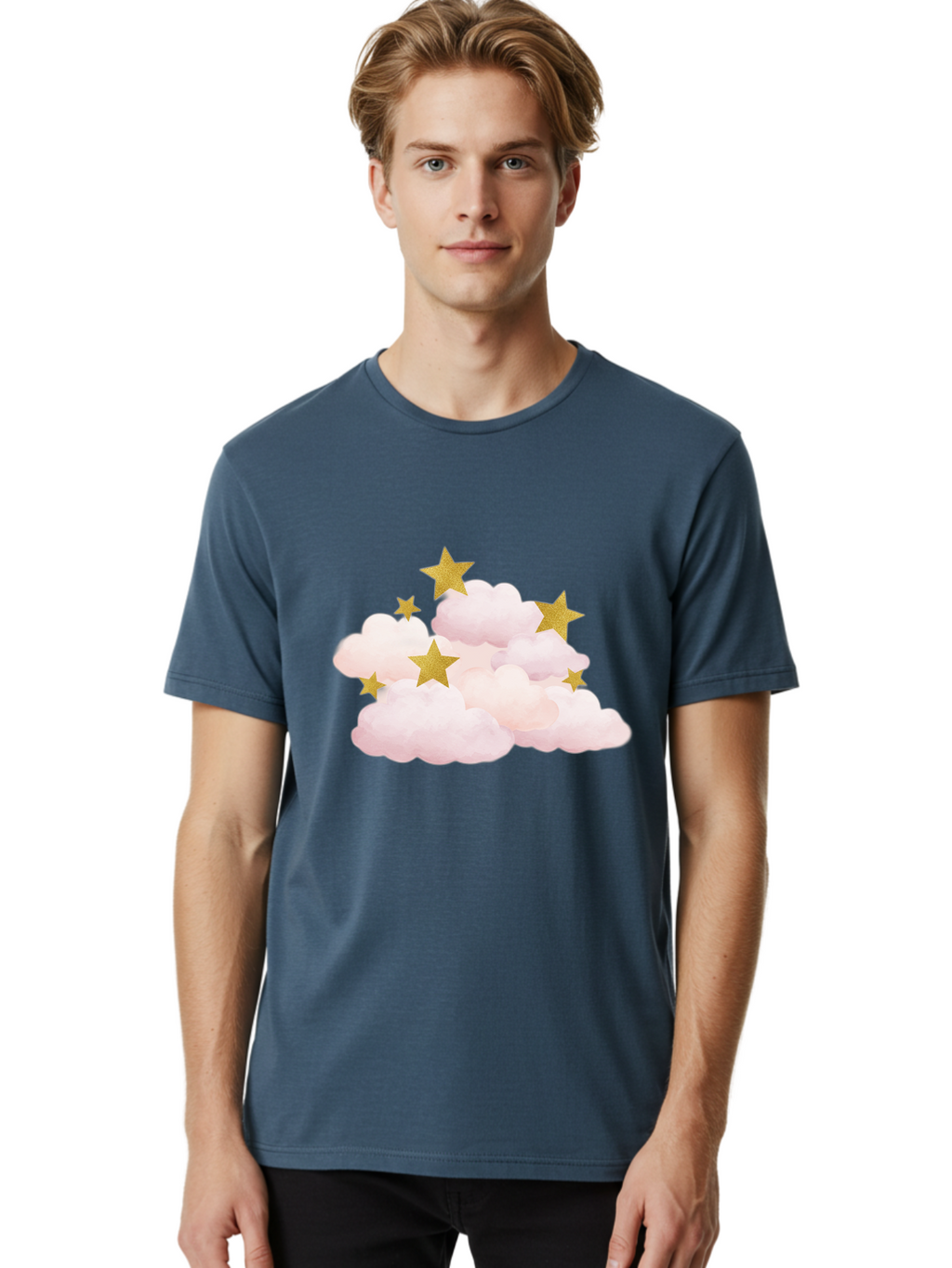 Clouds-With-Stars Men'S Graphic Tee, 100% Cotton, Comfortable Casual Summer Wear, Machine Washable, Vintage Camera, Old Camera, Antique Camera, Black Camera, Classic Photography, Photography Equipment, Nostalgic Device, Film Camera, Camera Art Bak271