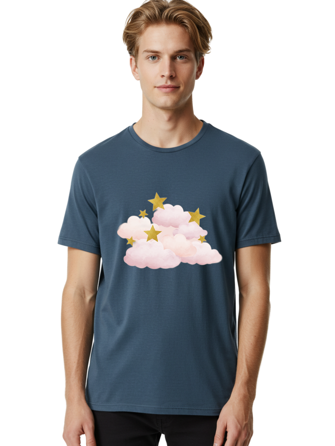 Clouds-With-Stars Men'S Graphic Tee, 100% Cotton, Comfortable Casual Summer Wear, Machine Washable, Vintage Camera, Old Camera, Antique Camera, Black Camera, Classic Photography, Photography Equipment, Nostalgic Device, Film Camera, Camera Art Bak271