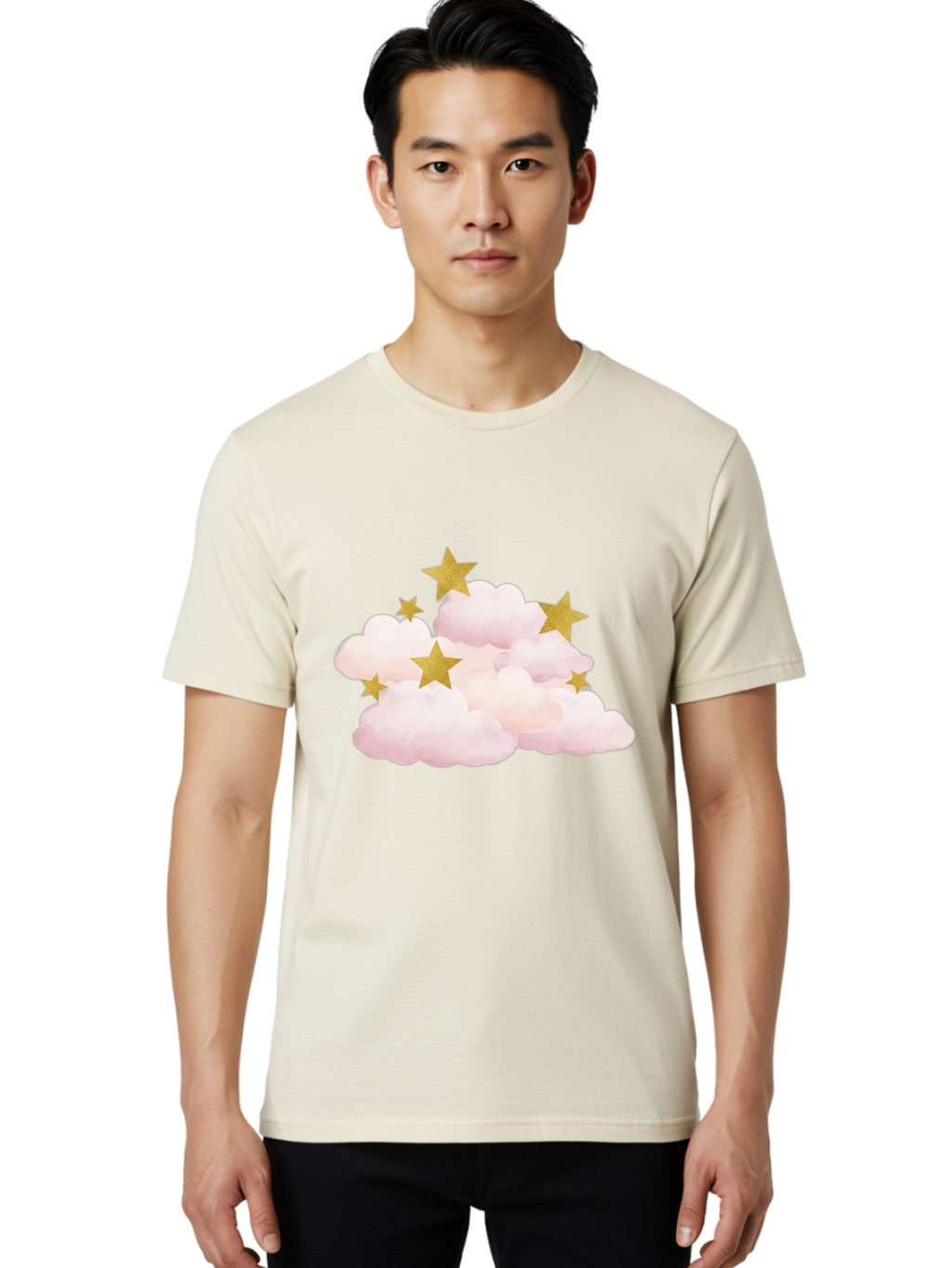 Clouds-With-Stars Men'S Graphic Tee, 100% Cotton, Comfortable Casual Summer Wear, Machine Washable, Vintage Camera, Old Camera, Antique Camera, Black Camera, Classic Photography, Photography Equipment, Nostalgic Device, Film Camera, Camera Art Bak271