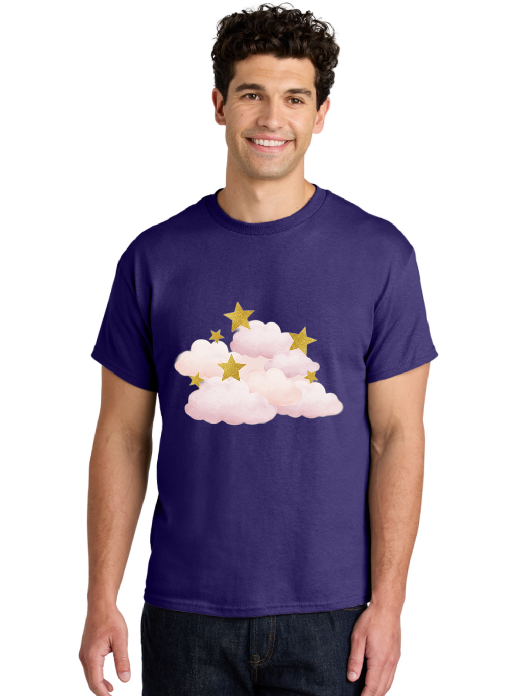 Clouds-With-Stars Men'S Graphic Tee, 100% Cotton, Comfortable Casual Summer Wear, Machine Washable, Vintage Camera, Old Camera, Antique Camera, Black Camera, Classic Photography, Photography Equipment, Nostalgic Device, Film Camera, Camera Art Bak271