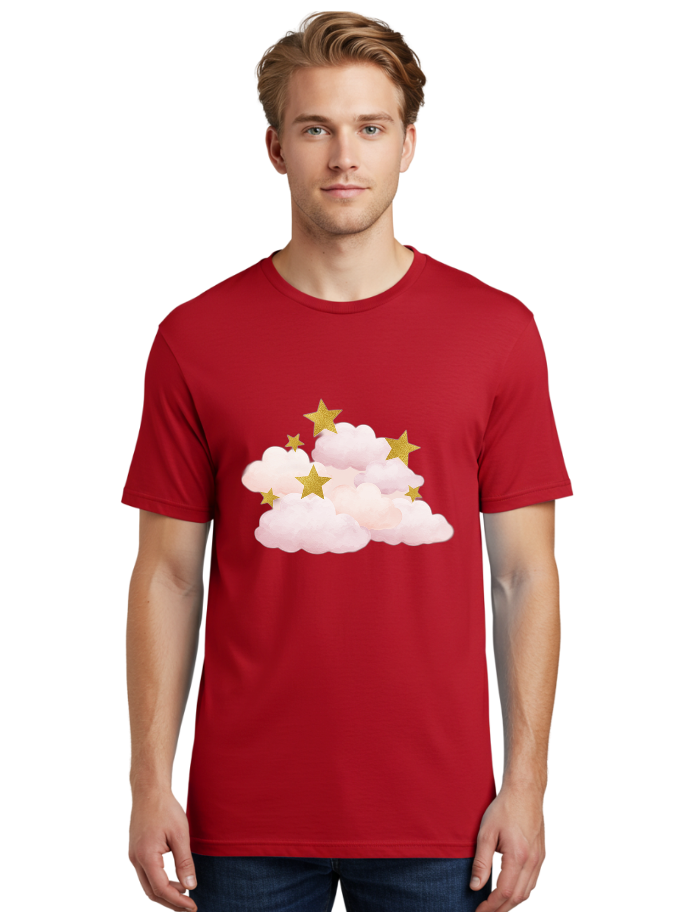 Clouds-With-Stars Men'S Graphic Tee, 100% Cotton, Comfortable Casual Summer Wear, Machine Washable, Vintage Camera, Old Camera, Antique Camera, Black Camera, Classic Photography, Photography Equipment, Nostalgic Device, Film Camera, Camera Art Bak271
