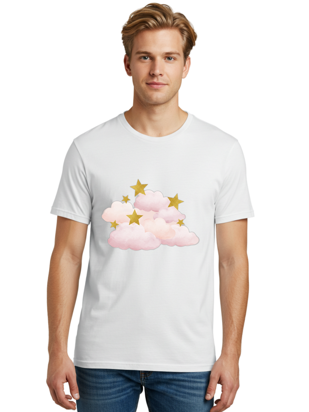 Clouds-With-Stars Men'S Graphic Tee, 100% Cotton, Comfortable Casual Summer Wear, Machine Washable, Vintage Camera, Old Camera, Antique Camera, Black Camera, Classic Photography, Photography Equipment, Nostalgic Device, Film Camera, Camera Art Bak271