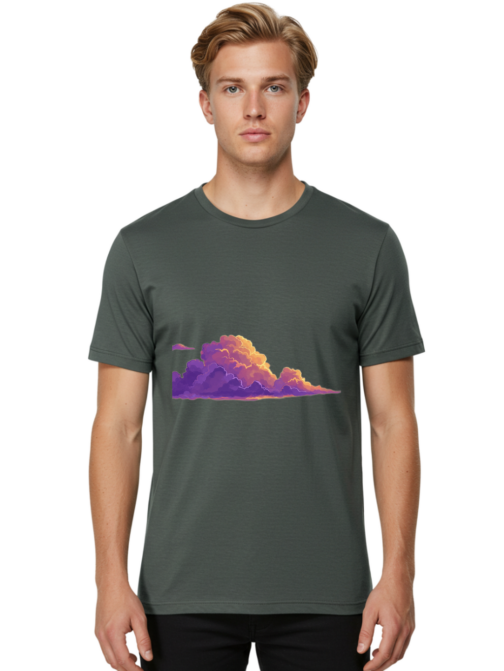 Clouds Men'S Graphic Tee, 100% Cotton, Comfortable Casual Summer Wear, Machine Washable, Vintage Camera, Old Camera, Antique Camera, Black Camera, Classic Photography, Photography Equipment, Nostalgic Device, Film Camera, Camera Art Bak272